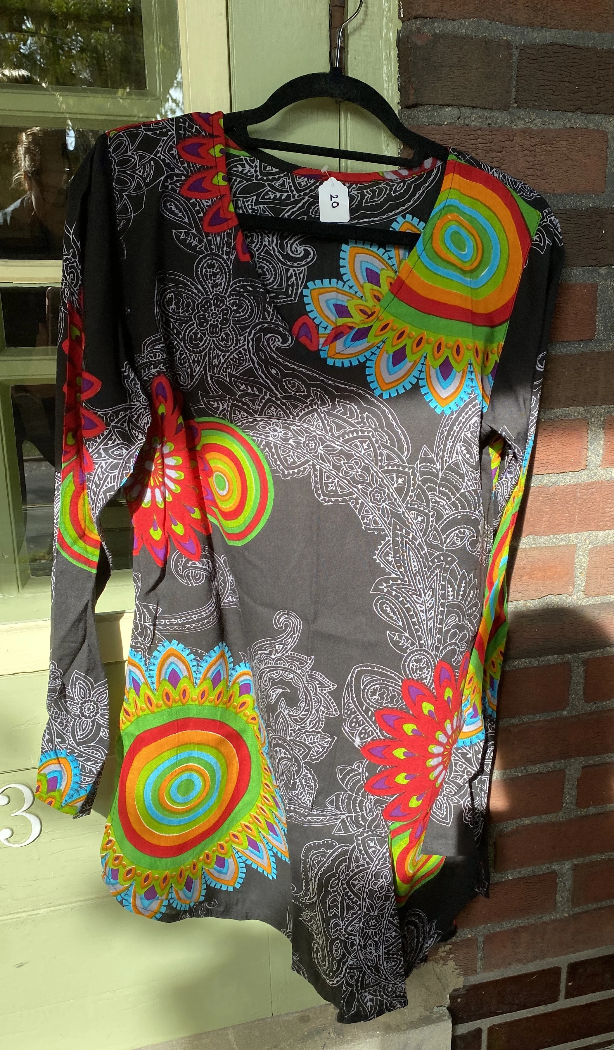 Women's Tunic Colorful Floral Black Large