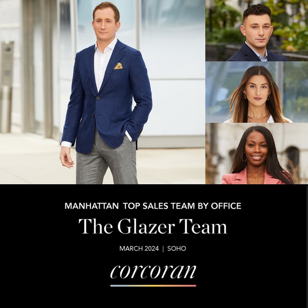 Exciting news! Back-to-back months of success: 

We're thrilled to announce that we've been recognized as the top team in Soho for March and ranked in the top 25 for sales AND rentals. Huge thanks to all our amazing clients and to Corcoran for their 