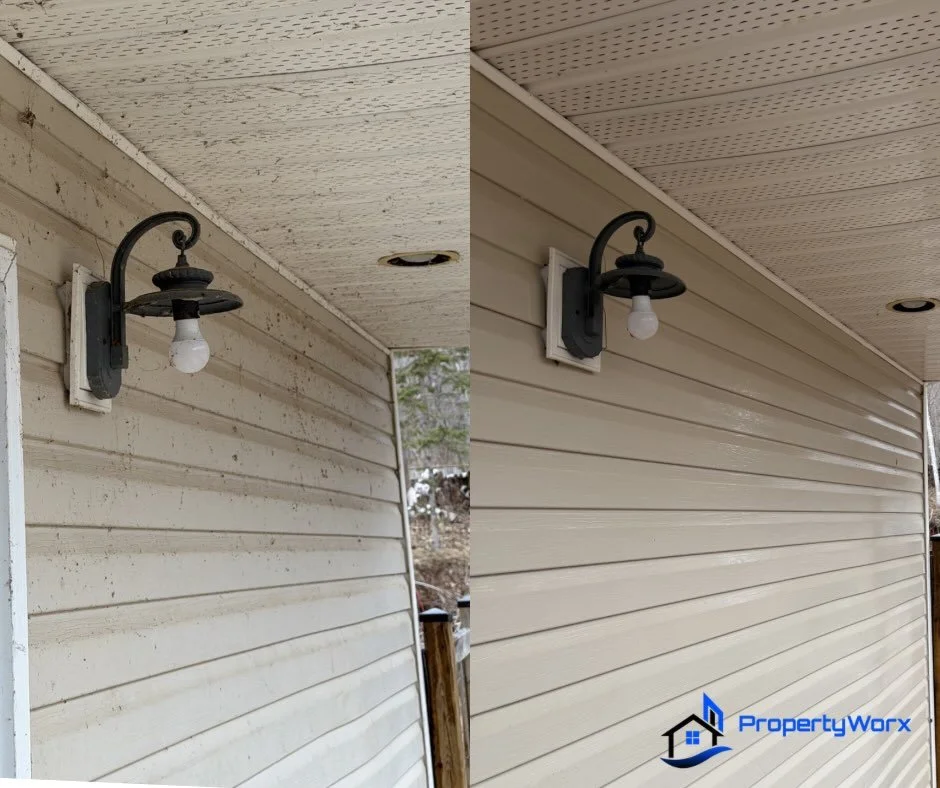 If your house looks like the &ldquo;before&rdquo;&hellip; it&rsquo;s time.
Spider webs, dirt, buildup &mdash; all gone.