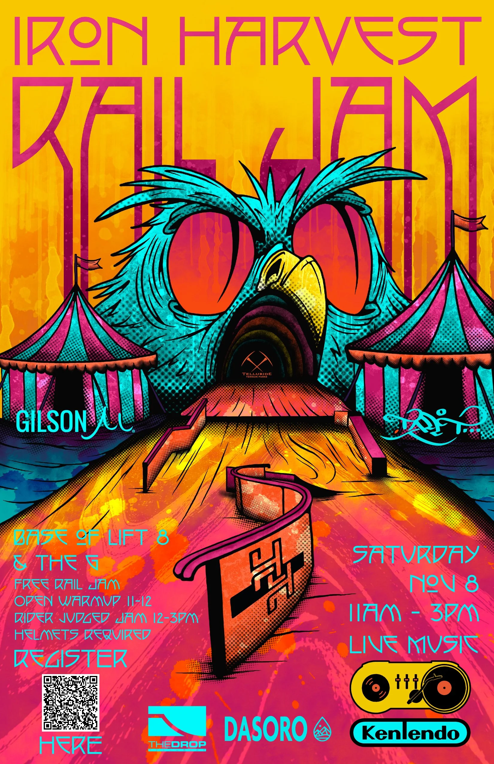Poster art for Telluride Terrain Parks 2025 Fall Rail Jam