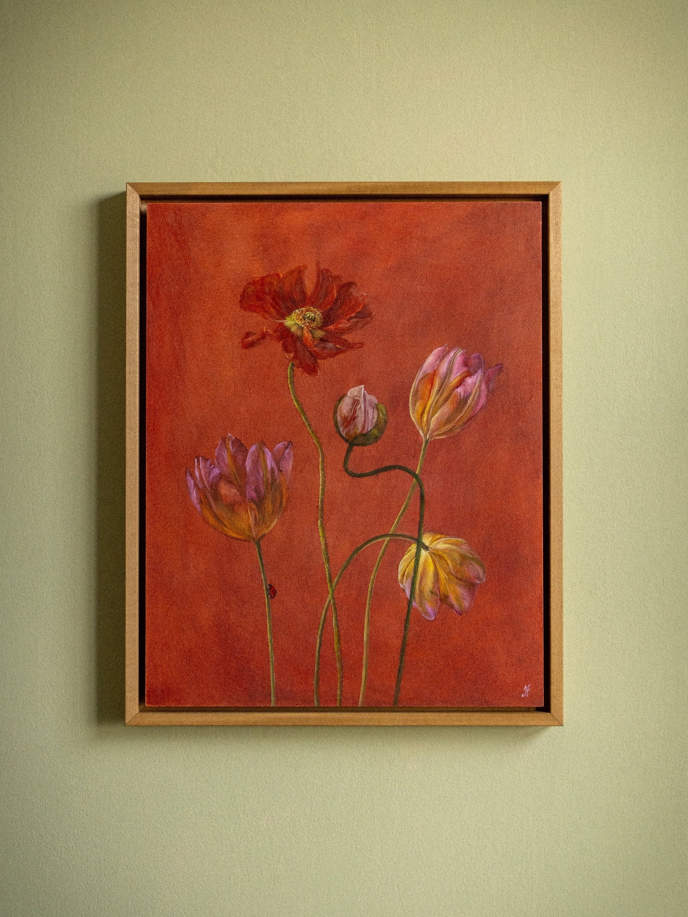 Icelandic Poppies and Tulips, Oil on board, 11 x 14 inches, 2025