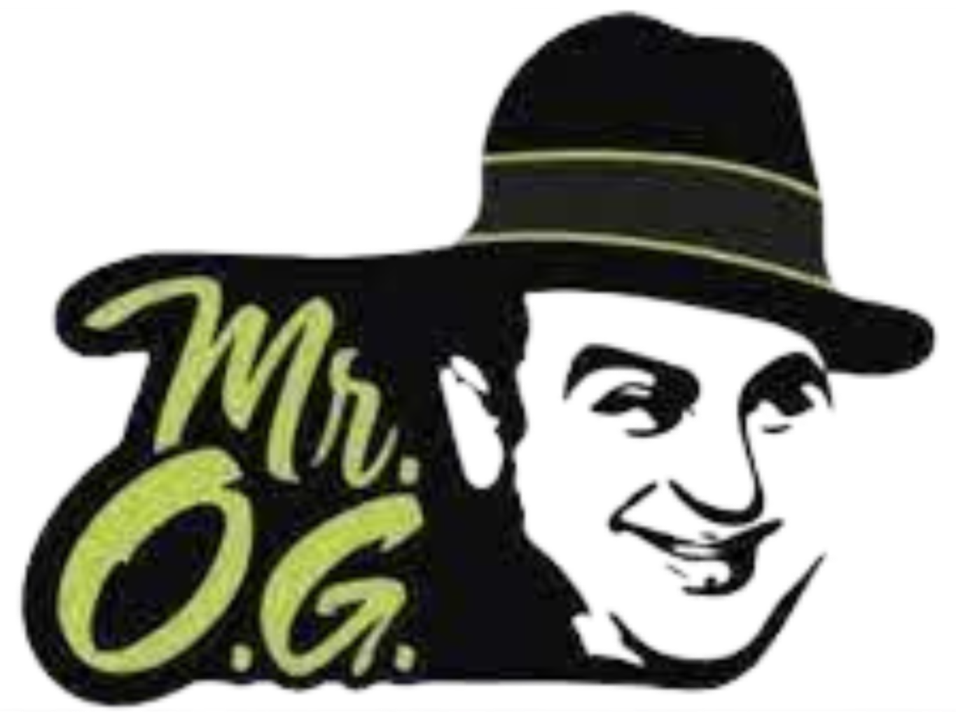 Logo for Miss O.G. featuring a stylized line drawing of a woman wearing a wide-brimmed hat, with the name 'Miss O.G.' in cursive neon green text.