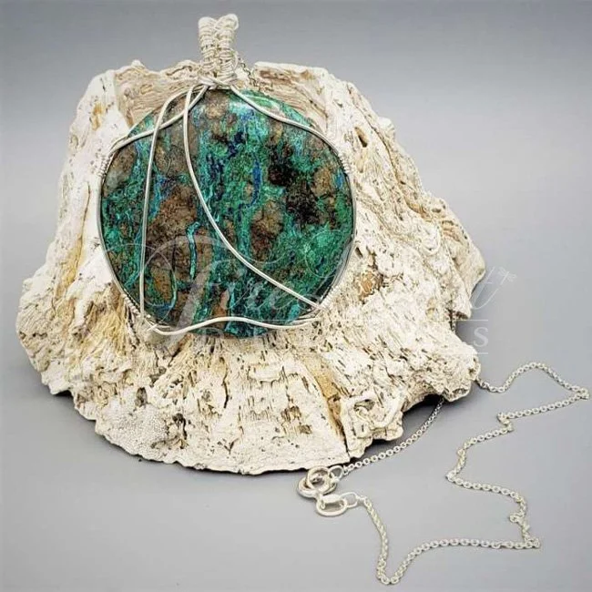 Firelight Designs Chrysocolla and Silver Necklace