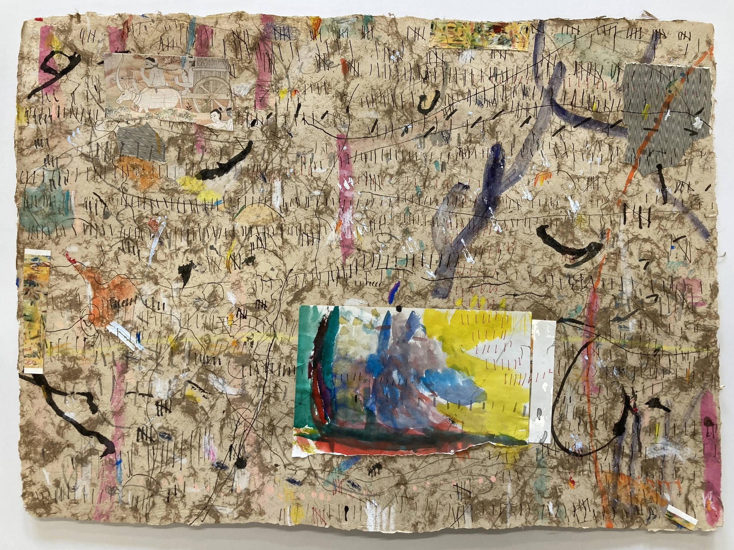  The Rules of War VIII, 2024, mixed media on handmade paper from Mexico, 17.5x23.75 