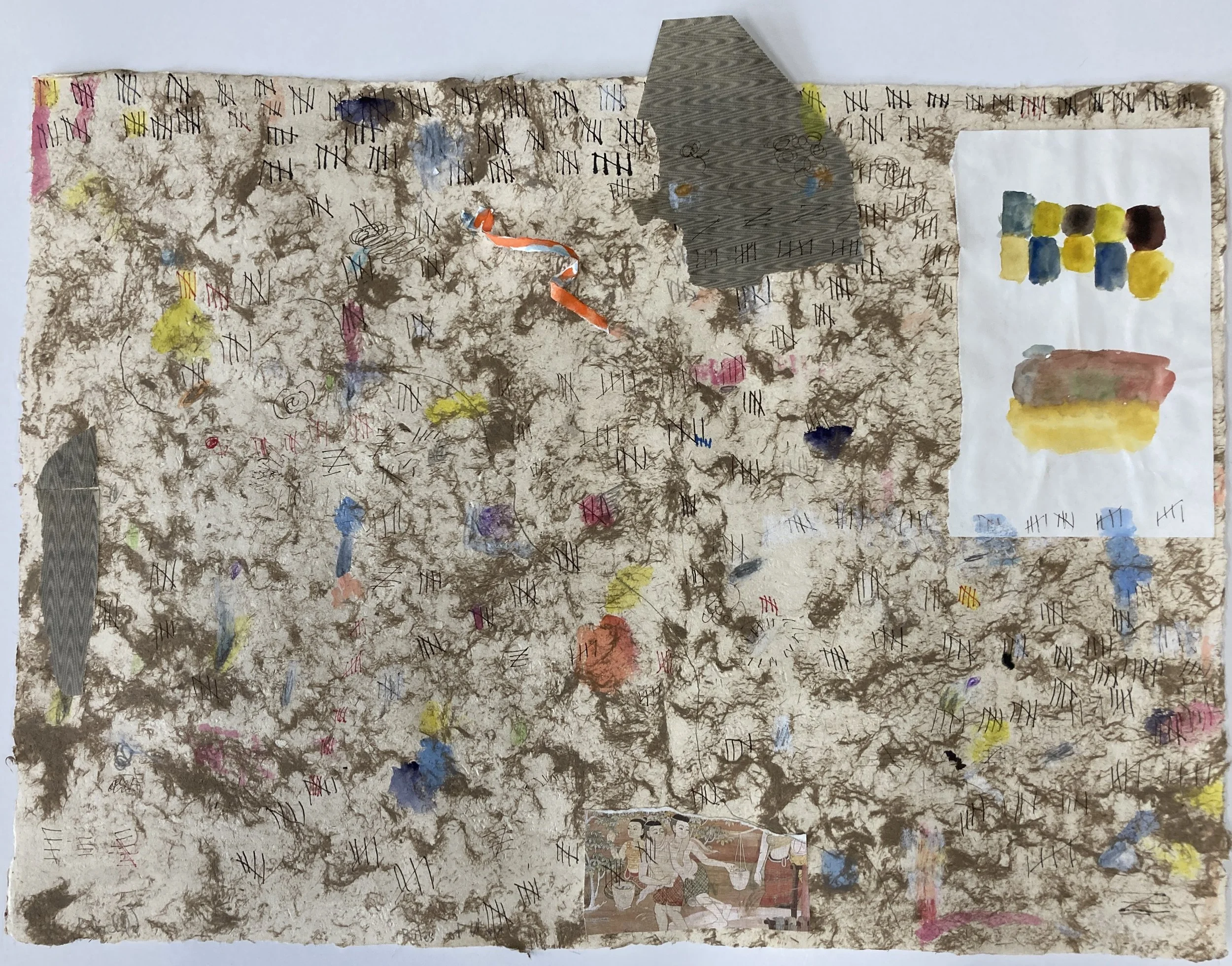  The Rules of War IX, 2024, mixed media on handmade Mexican Paper, 