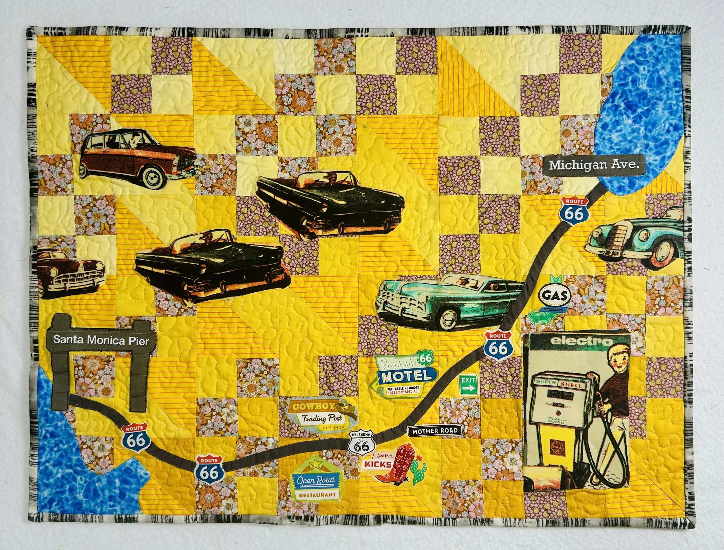 The Road to California
by Noel Keith
*
Growing up outside Chicago, Route 66 had a magical meaningful me  Route 66 was how my eighth grade class traveled to Springfield, how my family traveled to St Louis and  how a car could travel all the way to fro