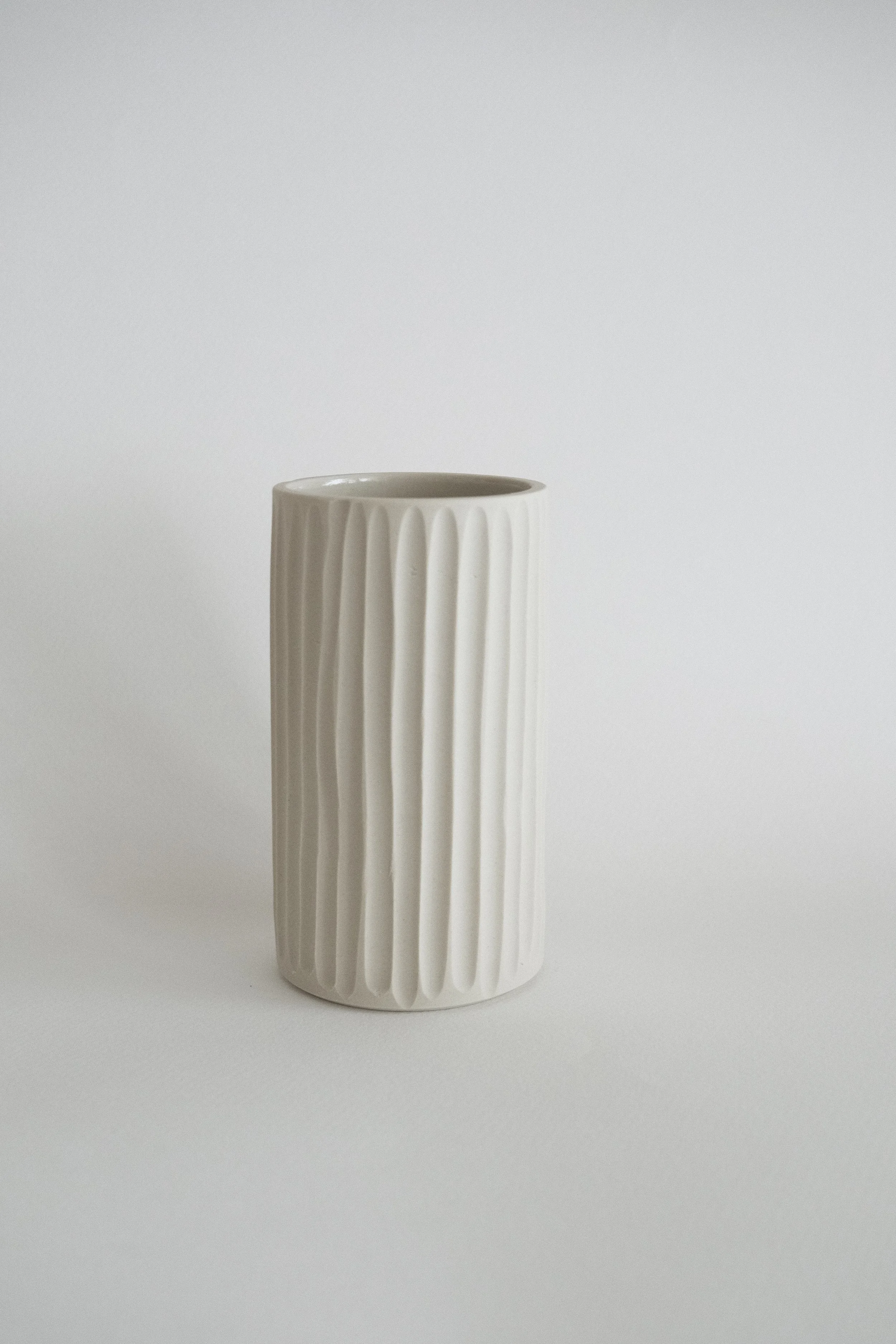 small white textured vase