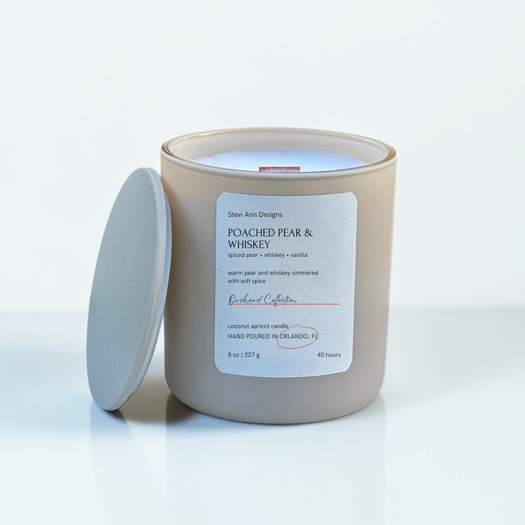 Poached Pear & Whiskey Candle, 8 oz