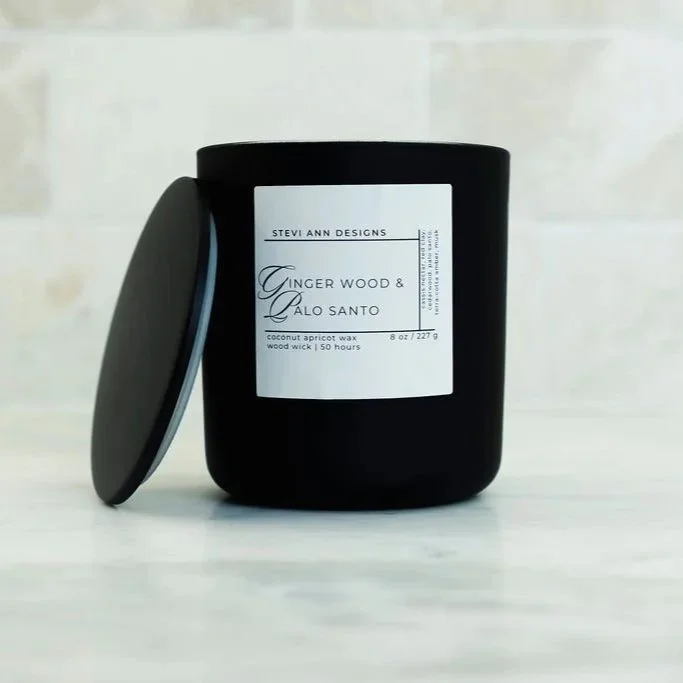 Ginger Wood & Palo Santo Coconut Apricot Candle, 8 oz