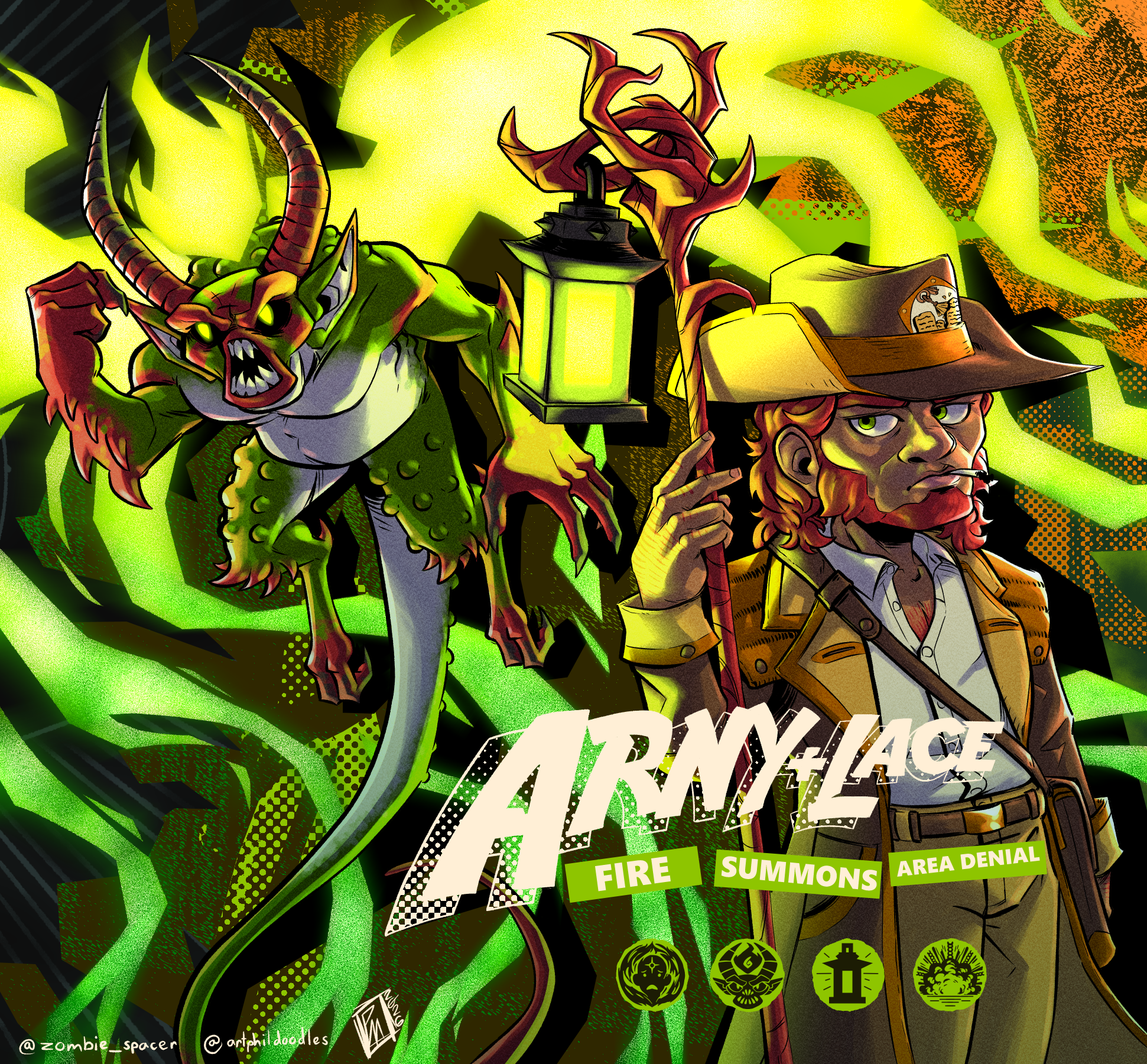 My characters Arny and Lace in the style of Deadlock's character select
