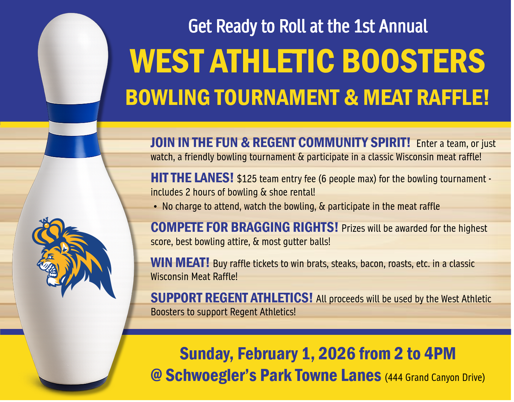 BOWLING TOURNAMENT & MEAT RAFFLE (Feb 1)