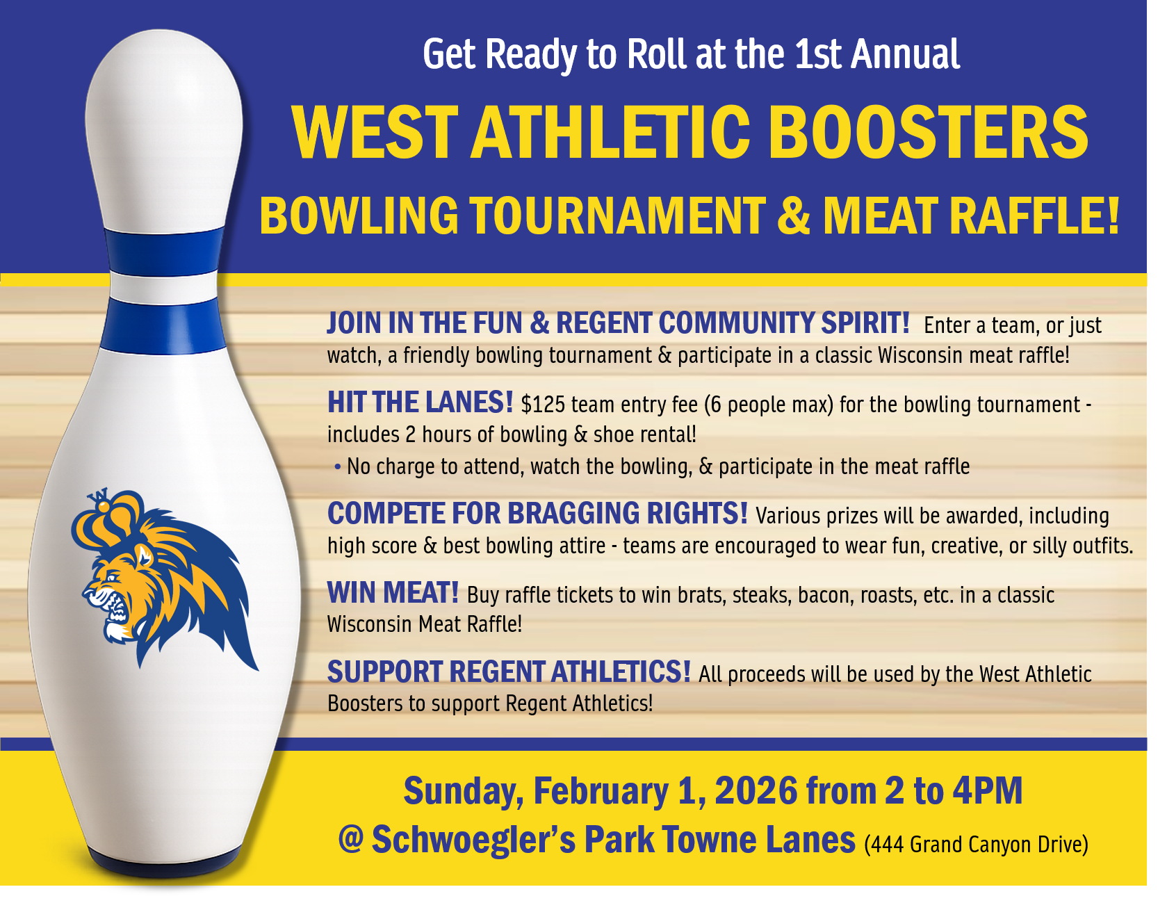 BOWLING TOURNAMENT & MEAT RAFFLE (Jan 31)