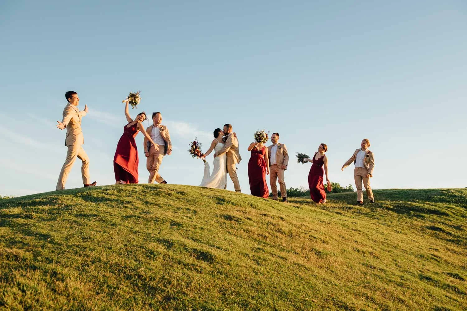 Wedding photo from long Reef golf club – fun bridal party Photos on the golf course-  Wedding Photographer Sydney