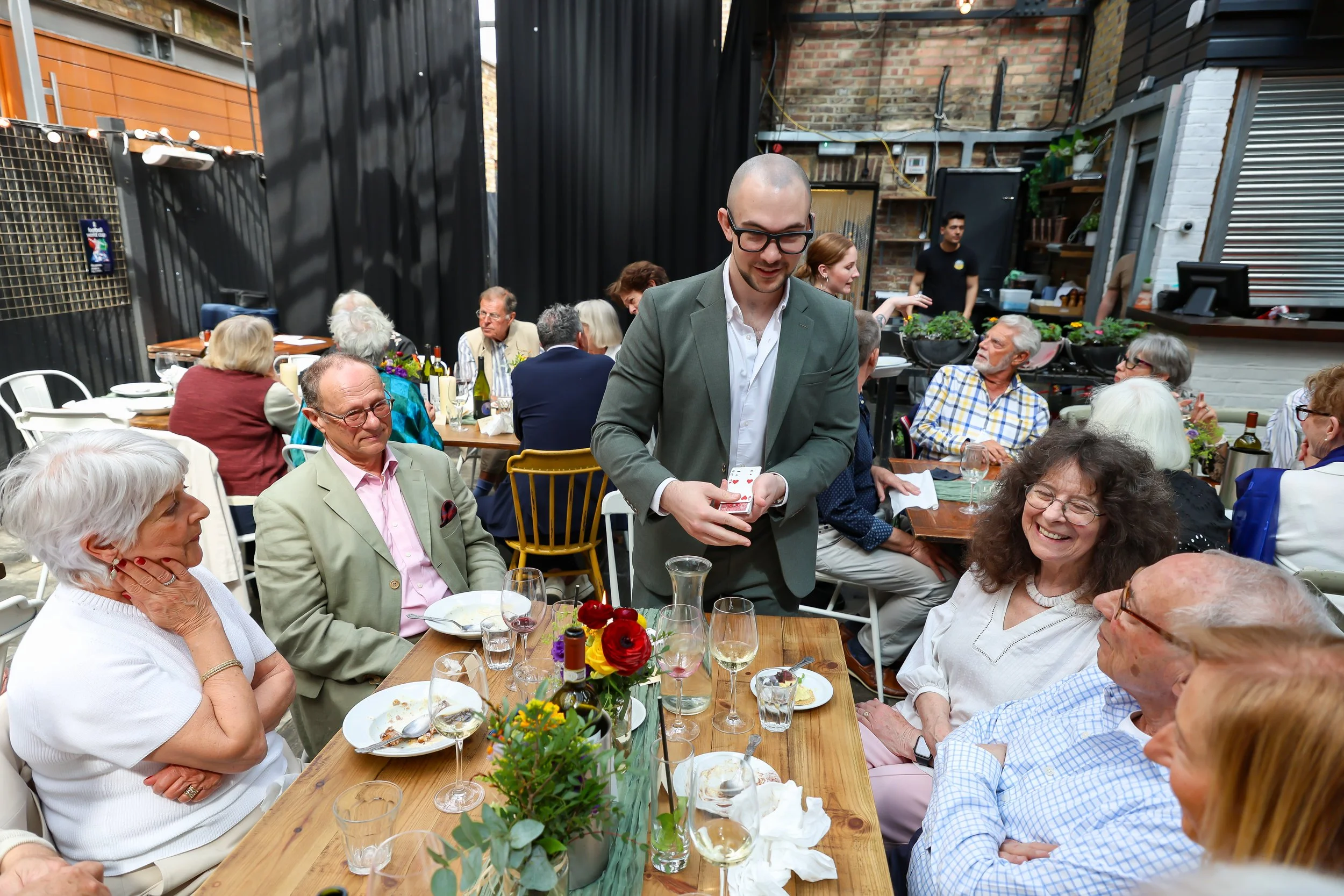 Guests had a great time with the Magician card tricks. 2026-May 3 Rhoda & Baruch Golden Anniversary. 
