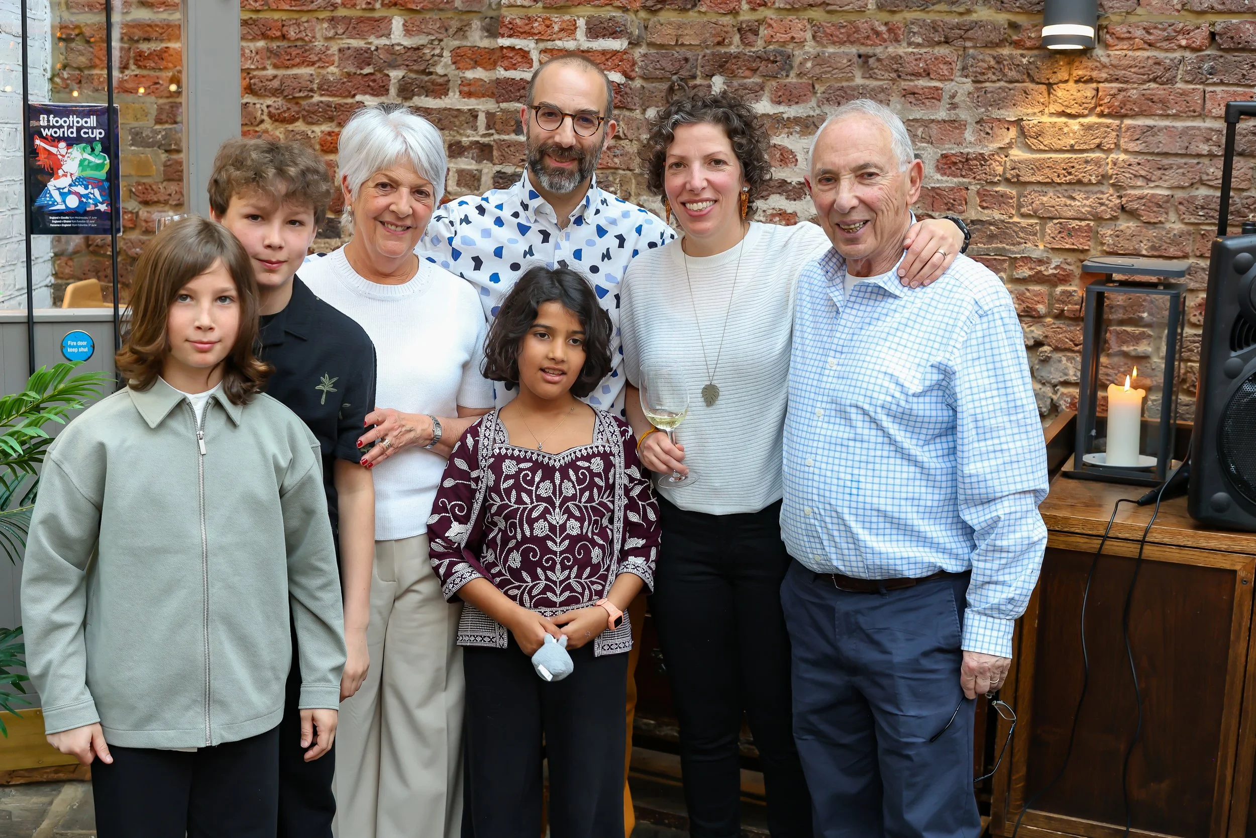 With children and grandchildren. Cheers to more years together. 2026-May 3 Rhoda & Baruch Golden Anniversary. 