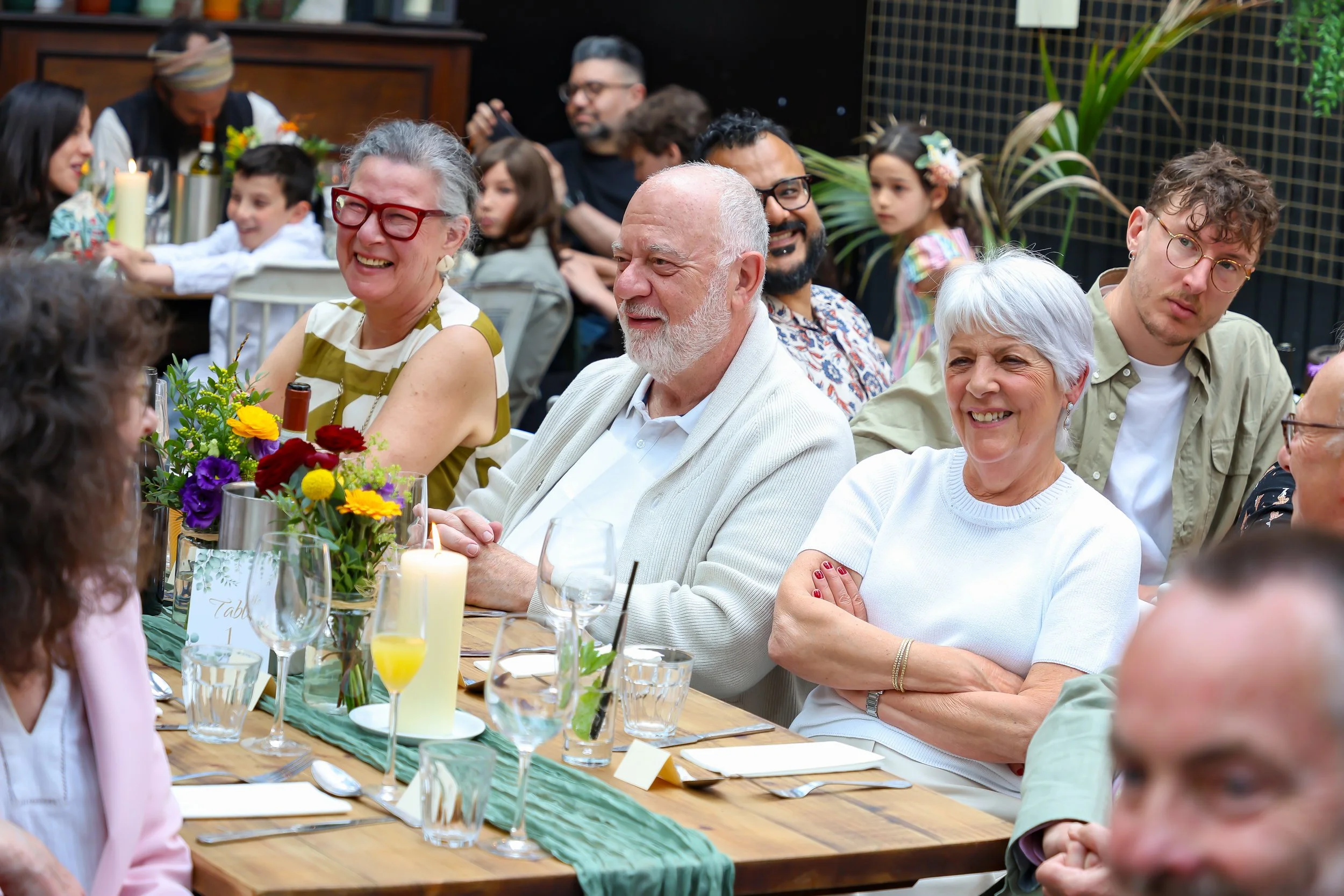 Listen and enjoying attentively to Baruch on 2026-May 3 Rhoda & Baruch 50th Wedding Anniversary.