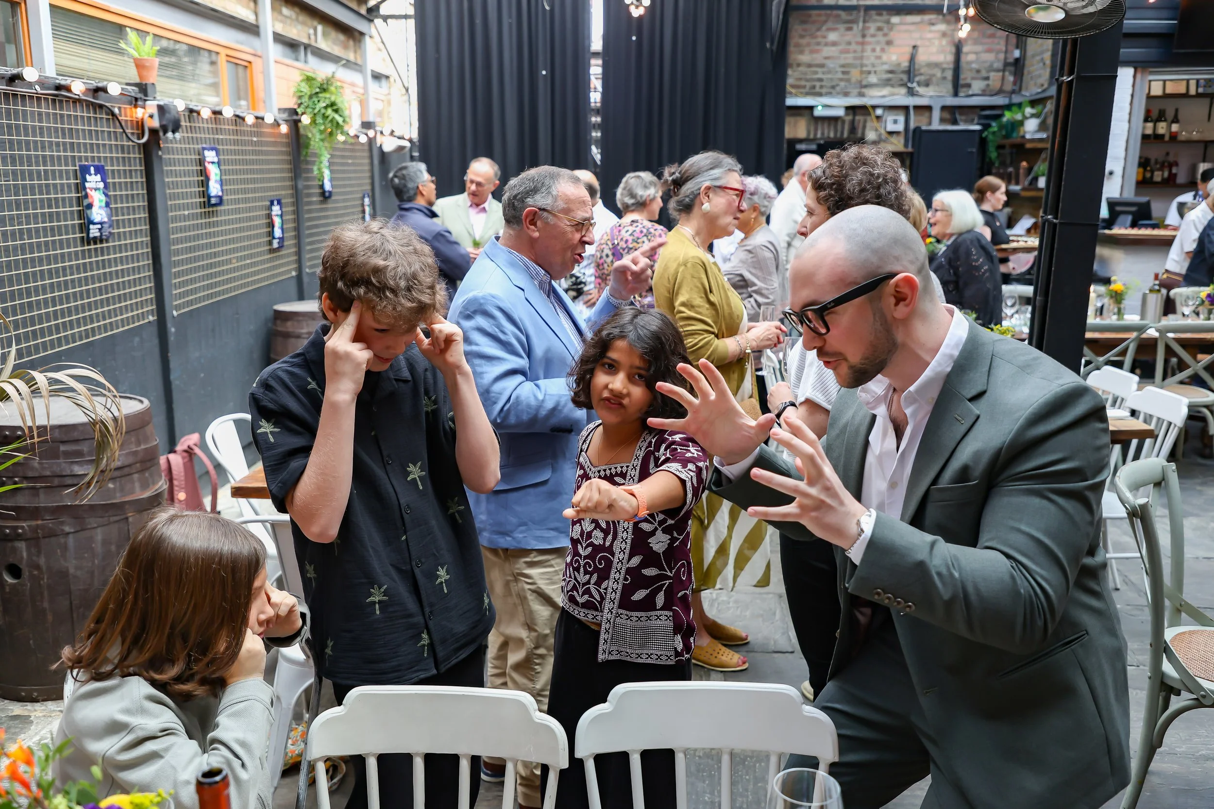 Kids loves to participate the mind blowing magic with the amazing magician. 2026-May 3 Rhoda & Baruch Golden Wedding Anniversary. 