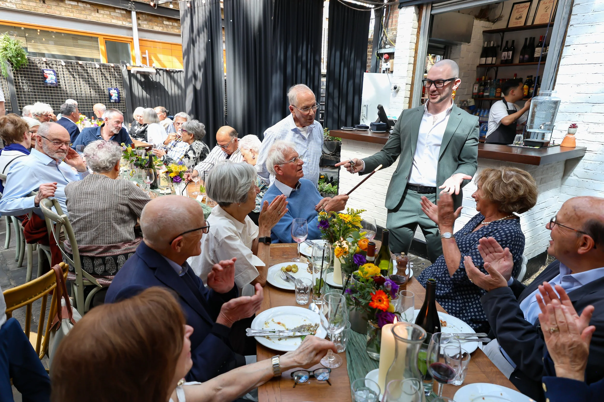 Splendid moment with the magician. 2026-May 3 Rhoda & Baruch Golden Wedding Anniversary. 