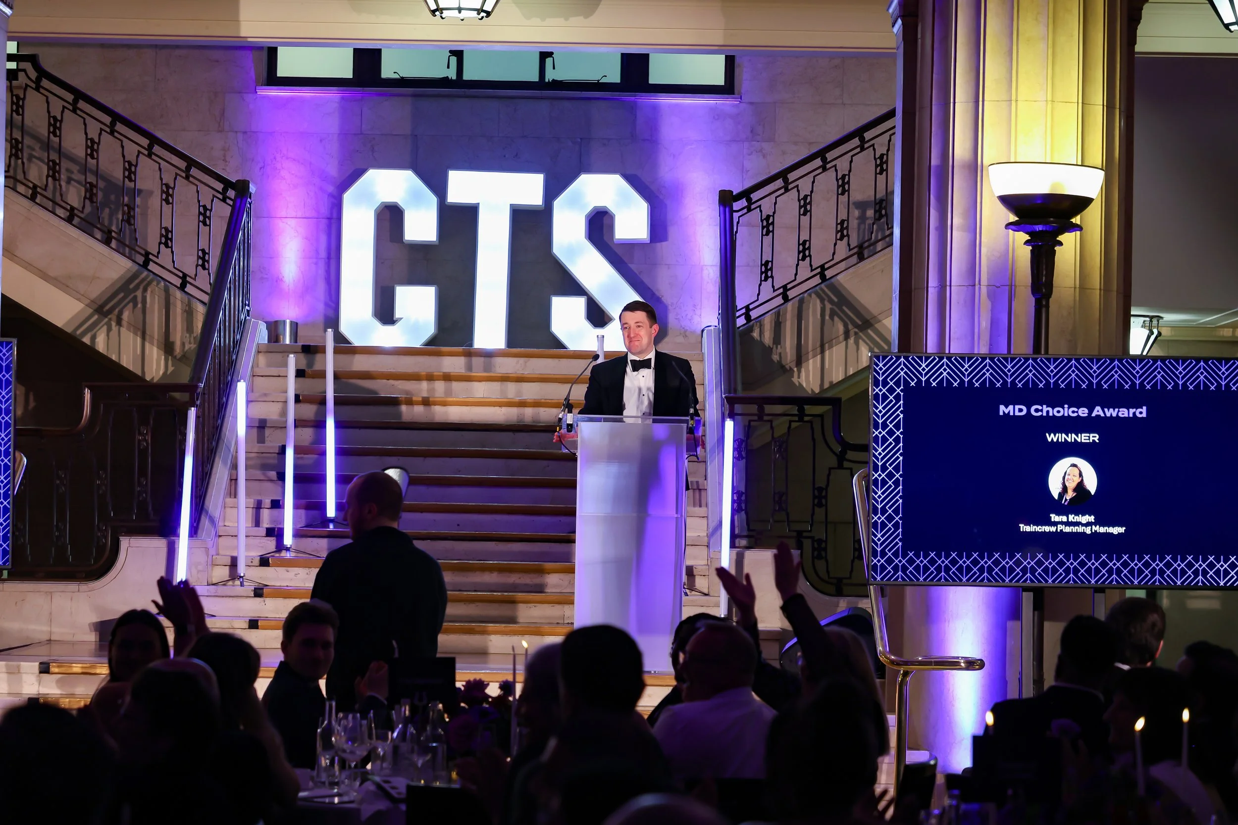 Corporate leader giving speech. 