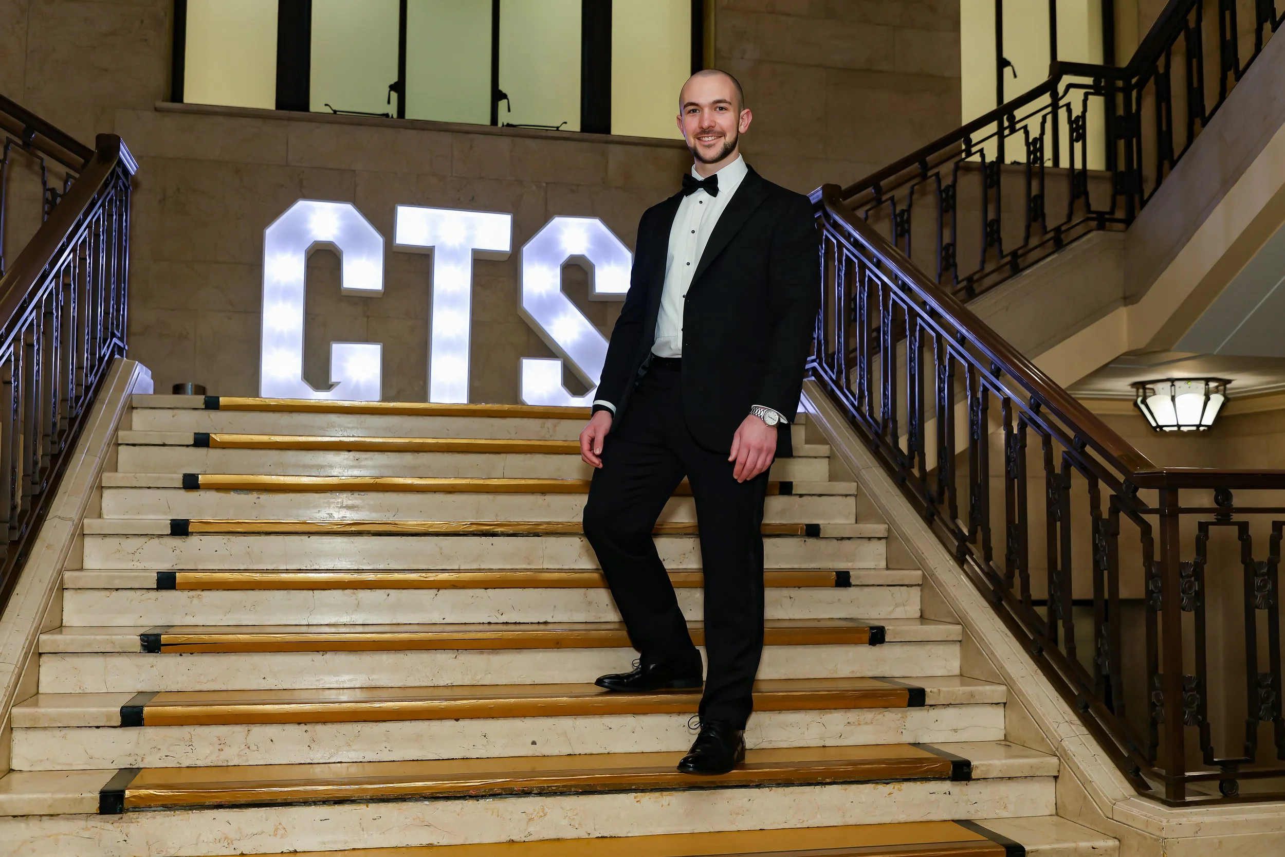 Magician poses before the  corporate event. 