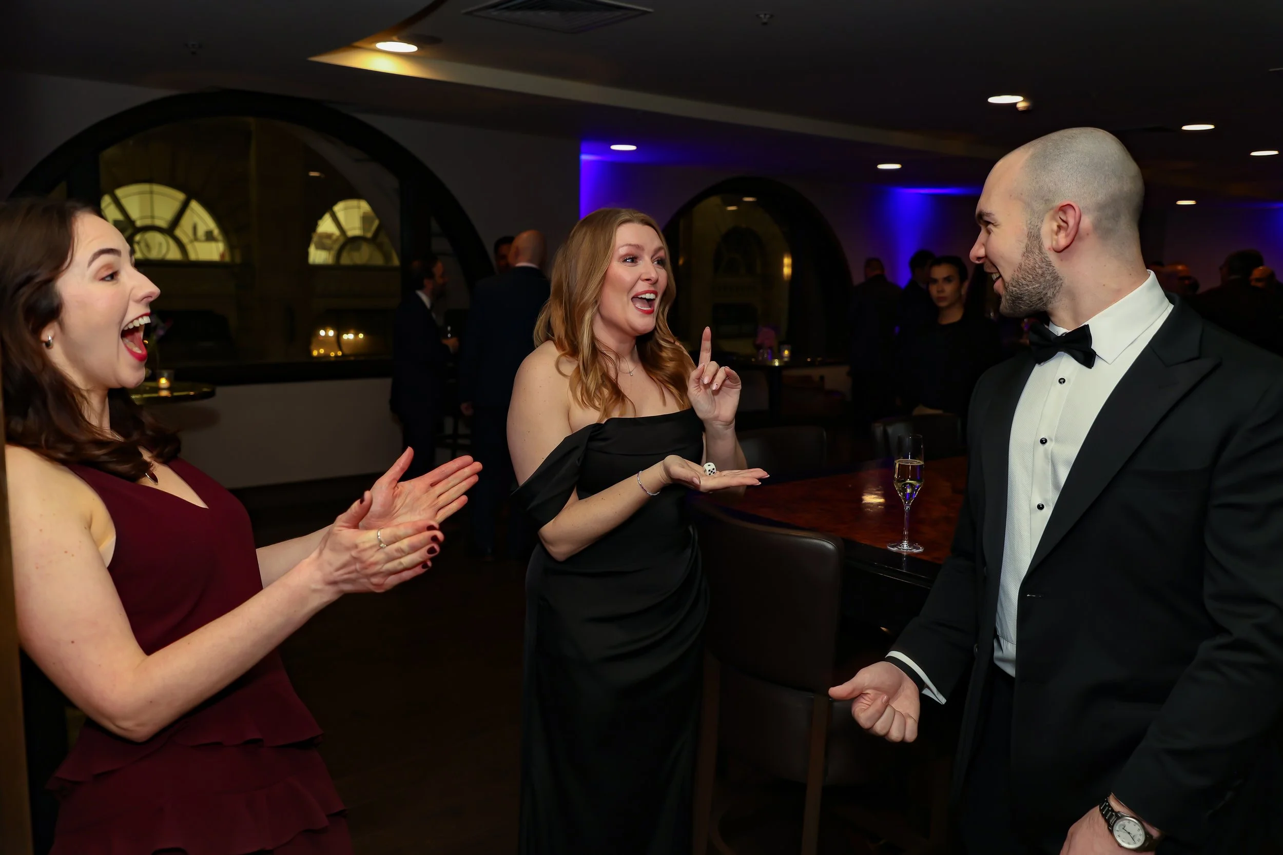 Corporate employee enjoyed the magic trick. 