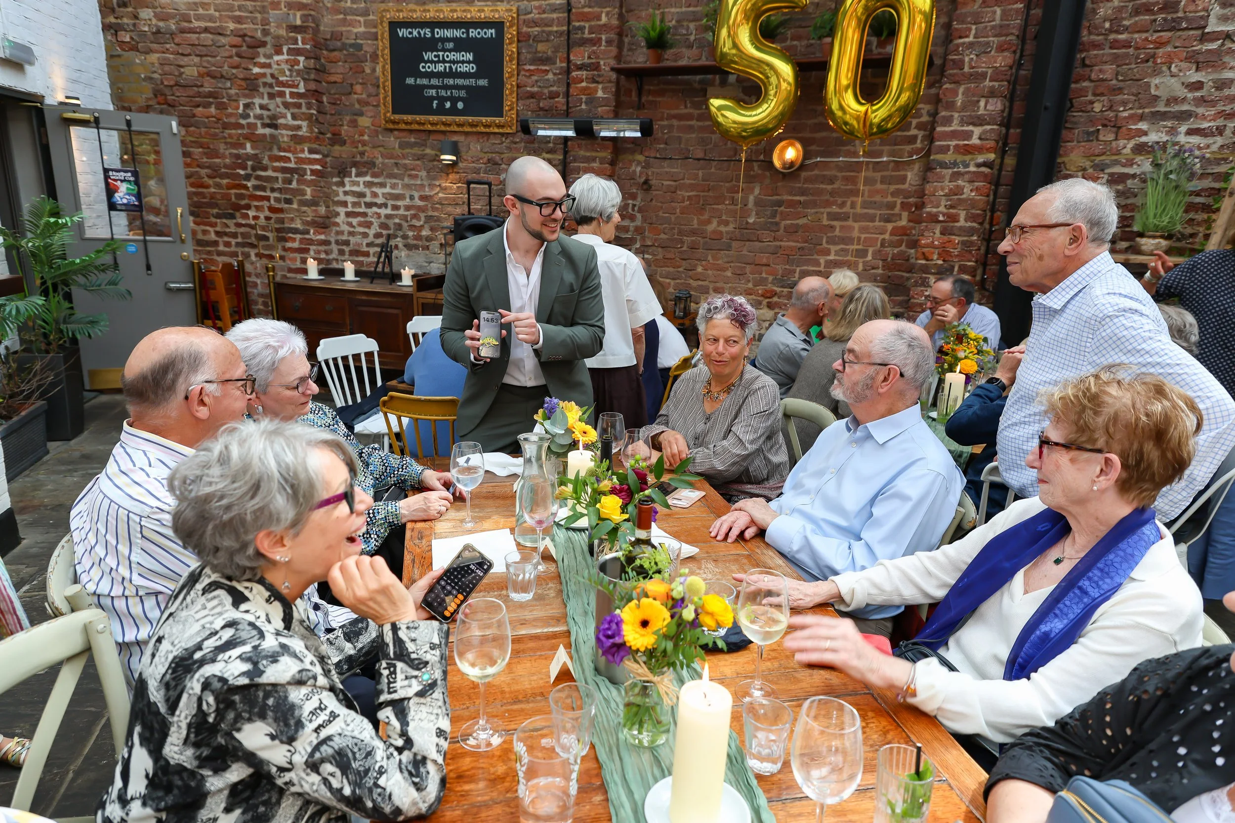 The guests were amazed by the Magician tricks. 2026-May 3 Rhoda & Baruch Golden Anniversary. 