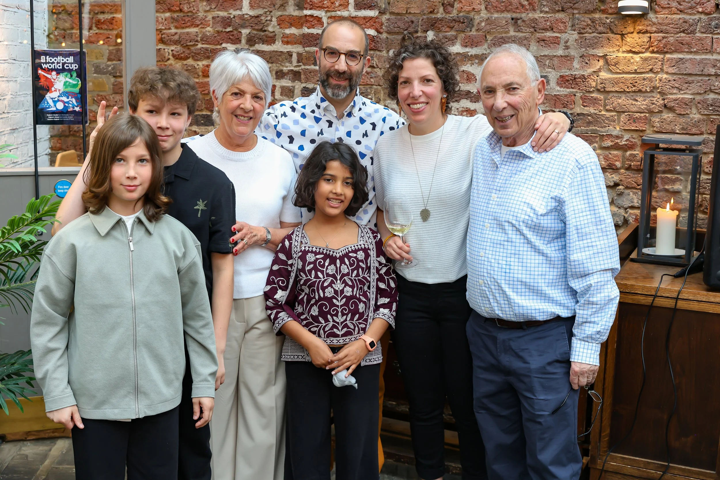 With children and grandchildren. Cheers to more years together. 2026-May 3 Rhoda & Baruch Golden Anniversary. 