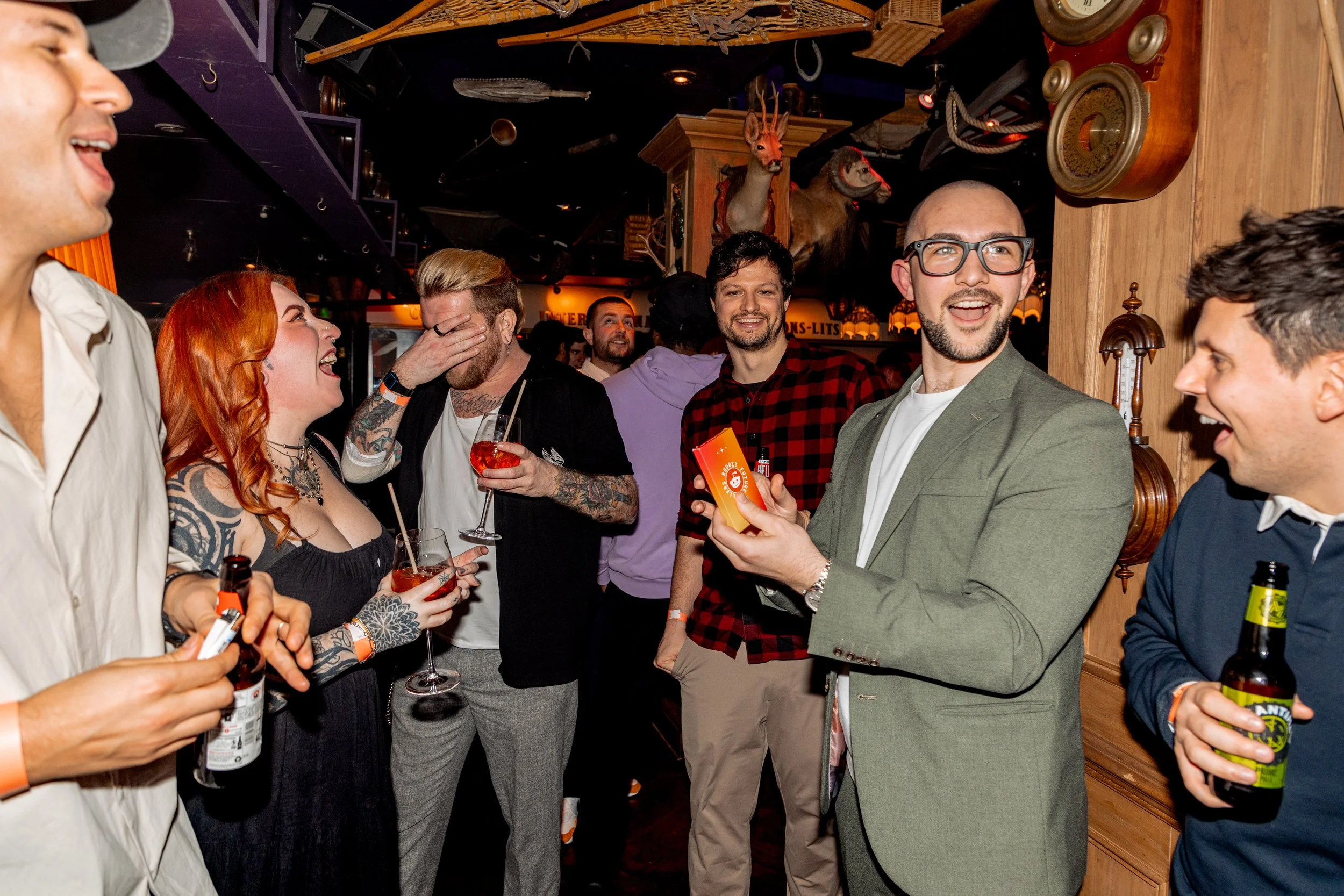 Walk-around magic creating laughter during  corporate event