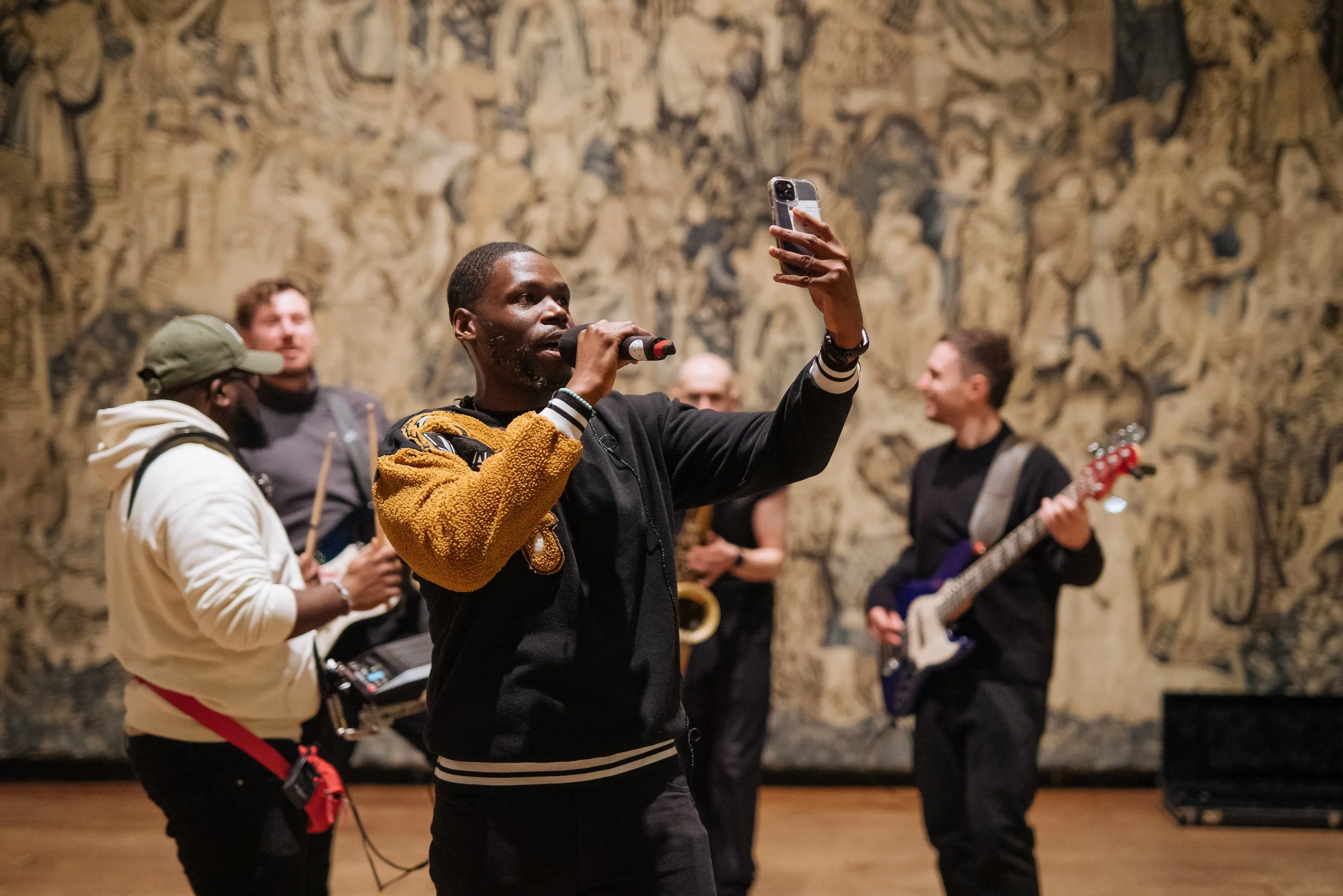 Live music performance for corporate attendees at a company function.
