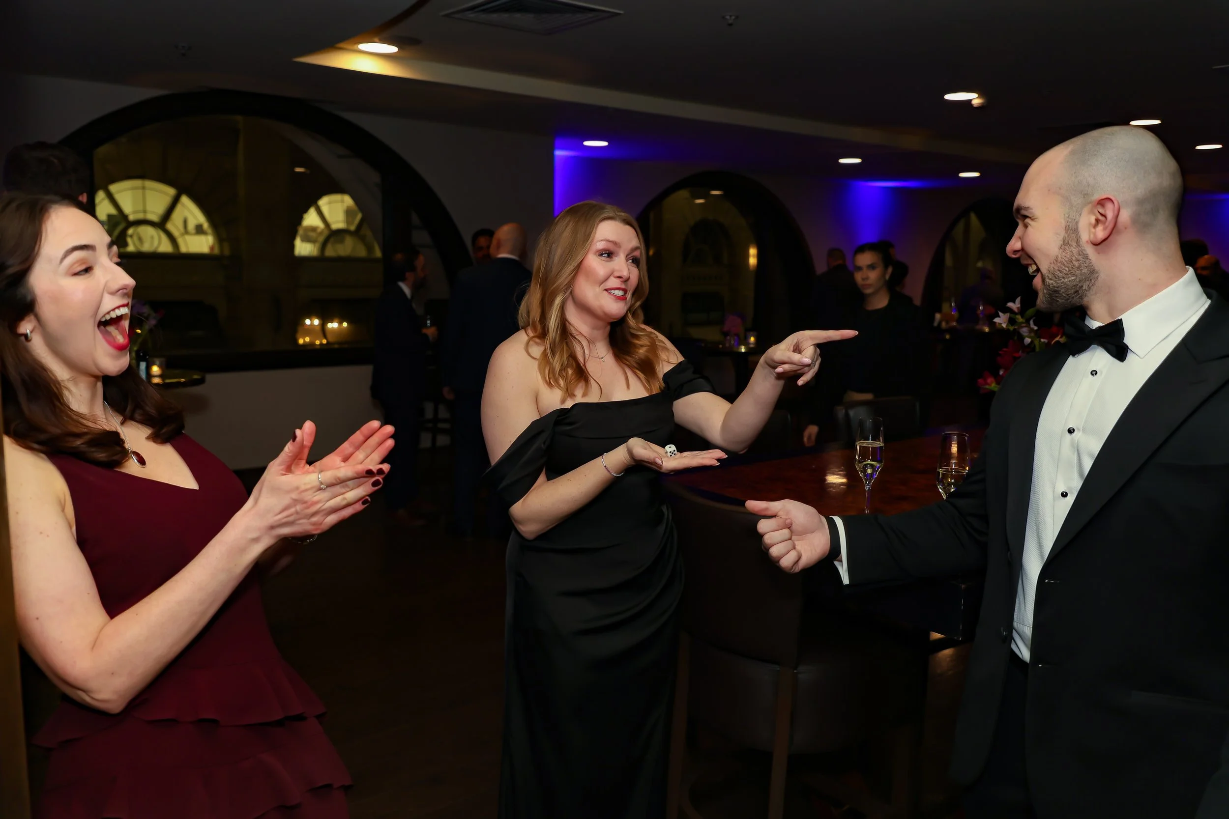 Corporate employees enjoyed the magic trick. 