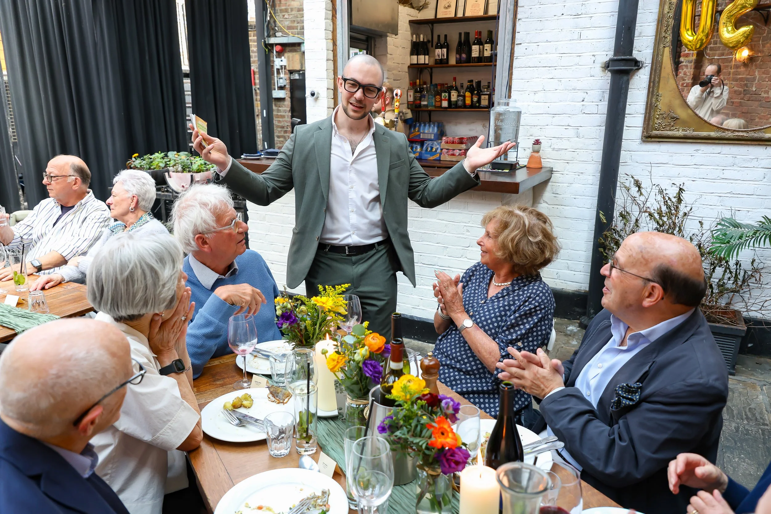 Splendid moment with the magician. 2026-May 3 Rhoda & Baruch Golden Wedding Anniversary. 