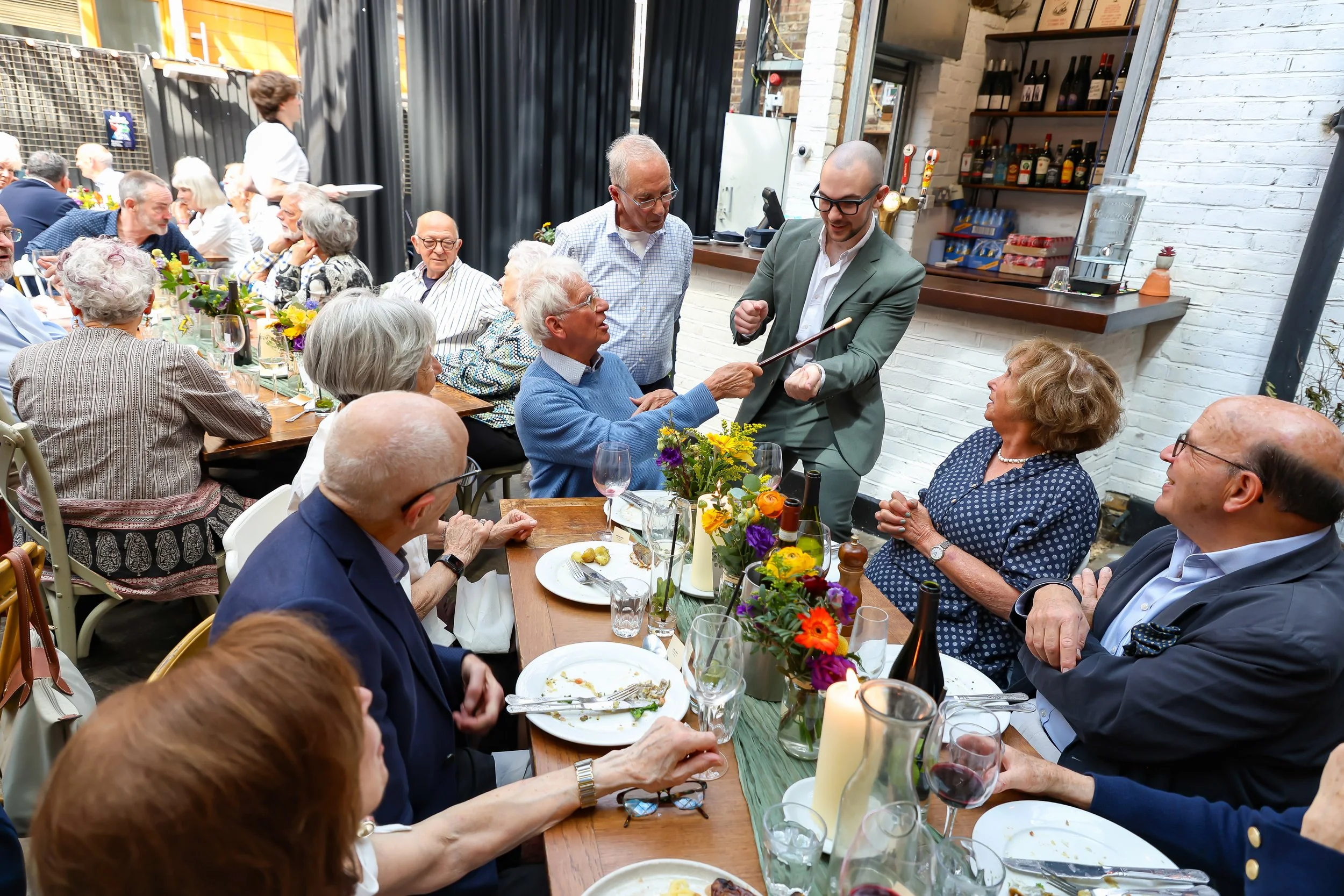 Splendid moment with the magician. 2026-May 3 Rhoda & Baruch Golden Wedding Anniversary. 