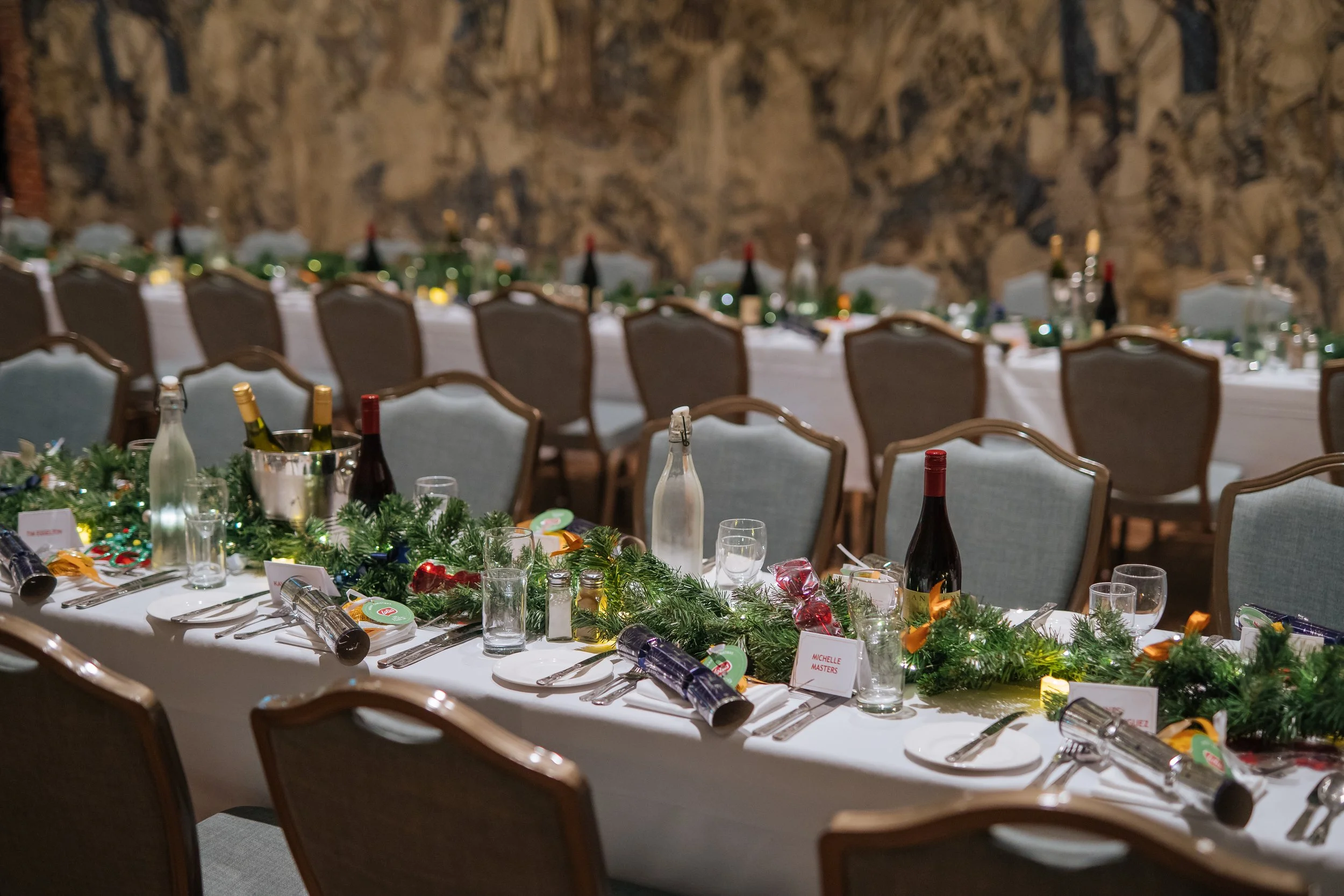 Formal table presentation for a London business event.