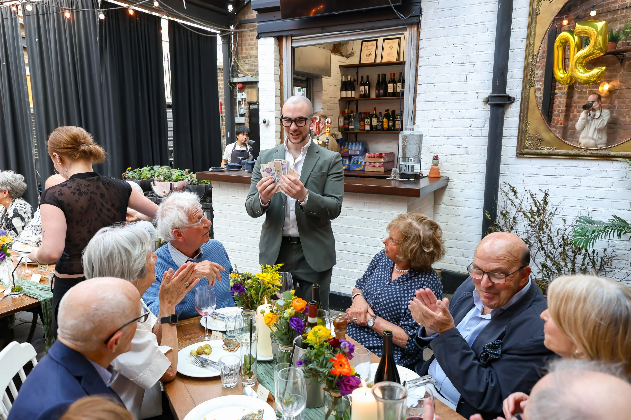 Splendid moment with the magician. 2026-May 3 Rhoda & Baruch Golden Wedding Anniversary. 