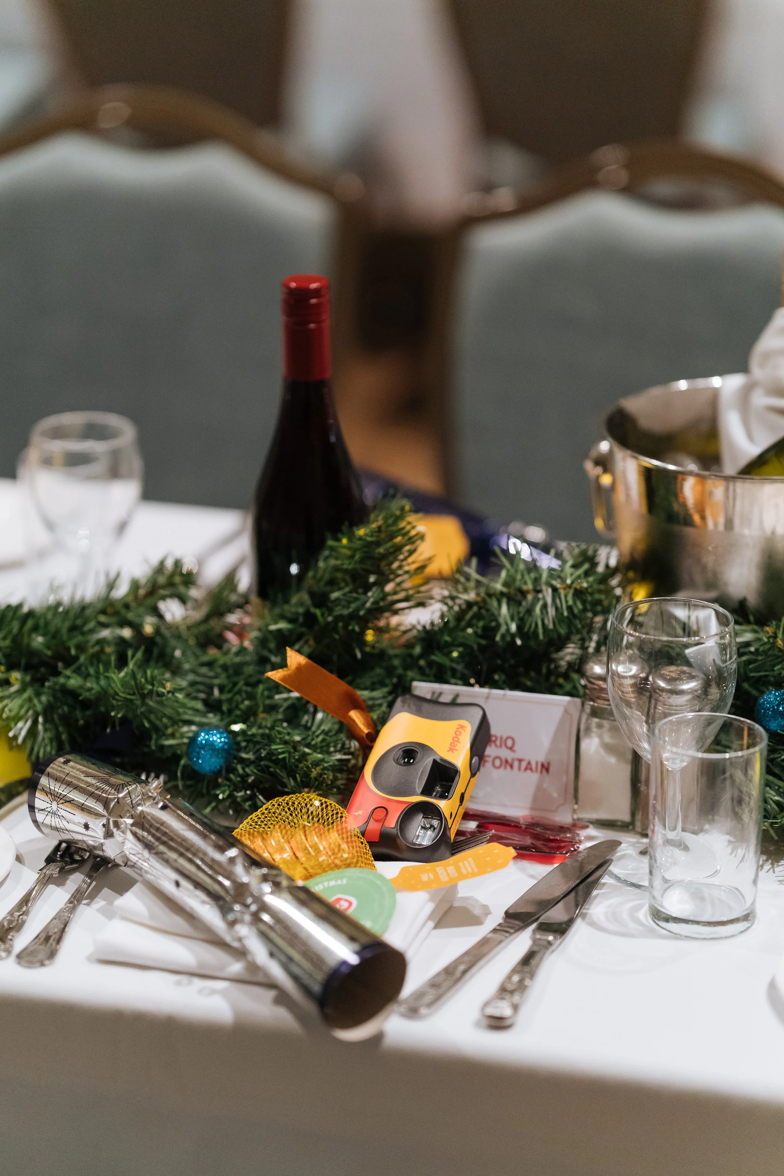 Close-up of table styling for a London corporate gala dinner.