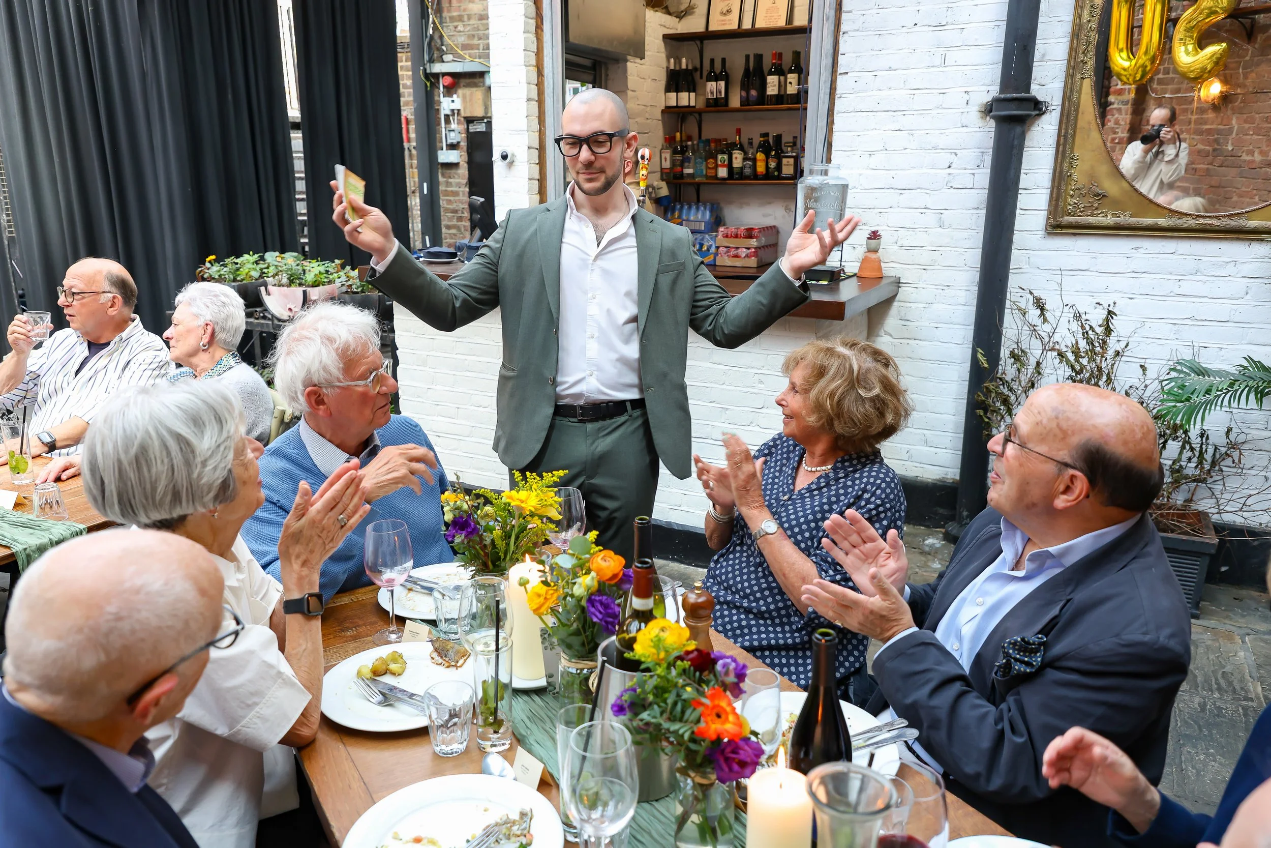 Splendid moment with the magician. 2026-May 3 Rhoda & Baruch Golden Wedding Anniversary. 