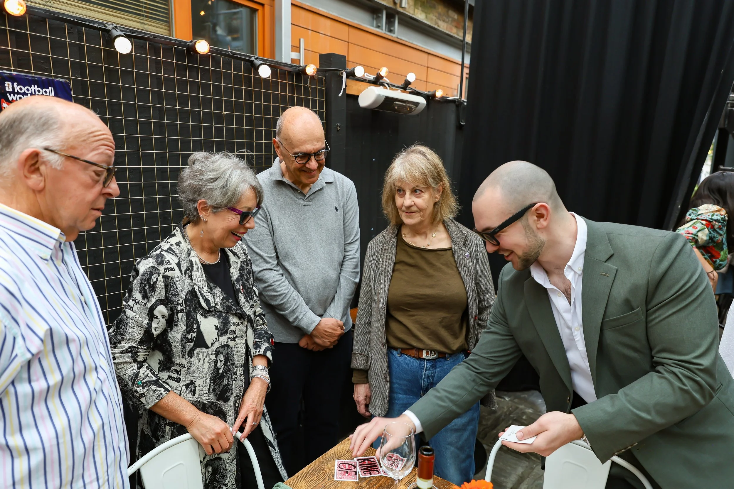 Guests involve to magic. 2026-May 3 Rhoda & Baruch Golden Wedding Anniversary. 