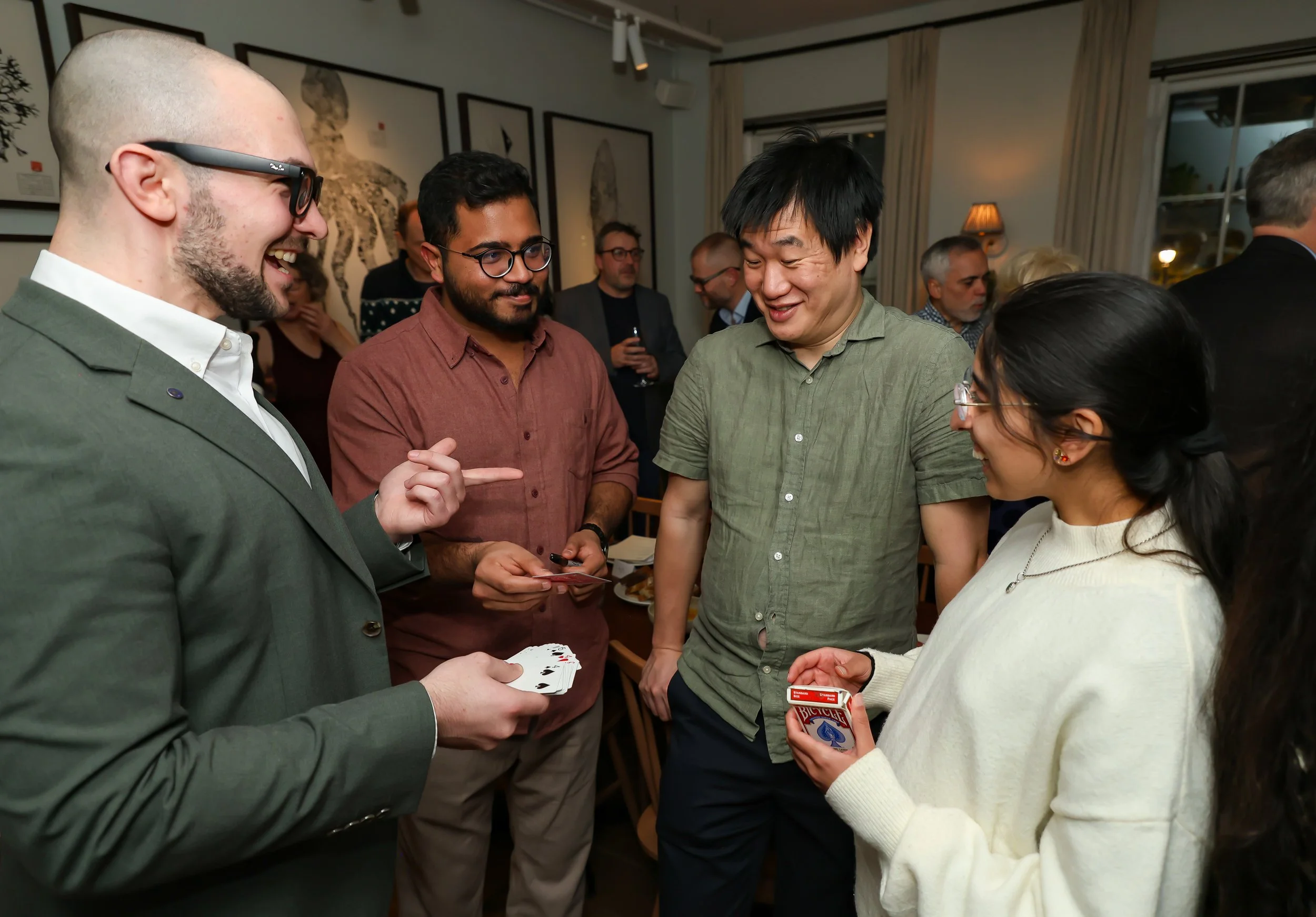 Interactive close-up magic delivering memorable moments of laughter for a small group.