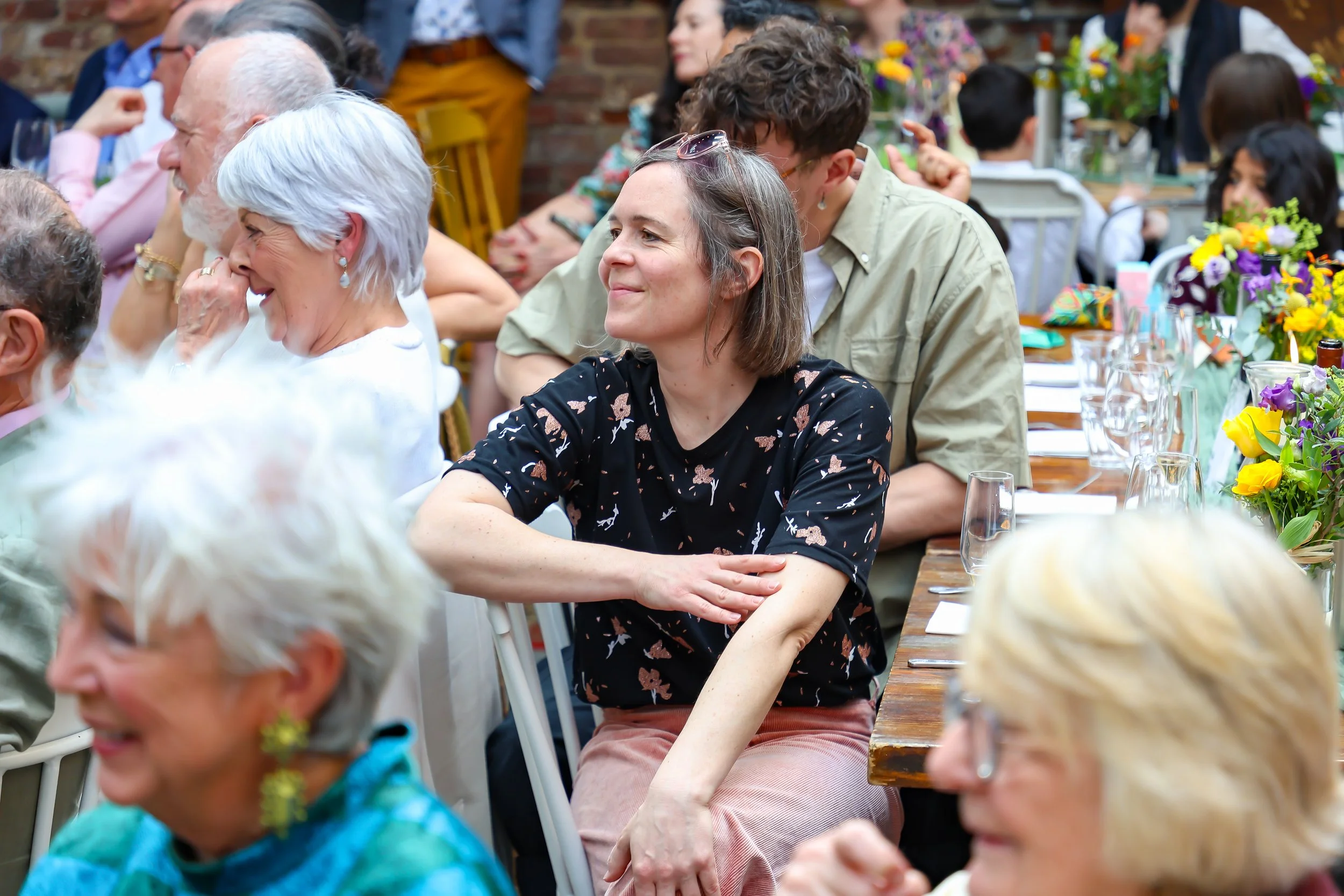 Listen and enjoying attentively to Baruch on 2026-May 3 Rhoda & Baruch 50th Wedding Anniversary.