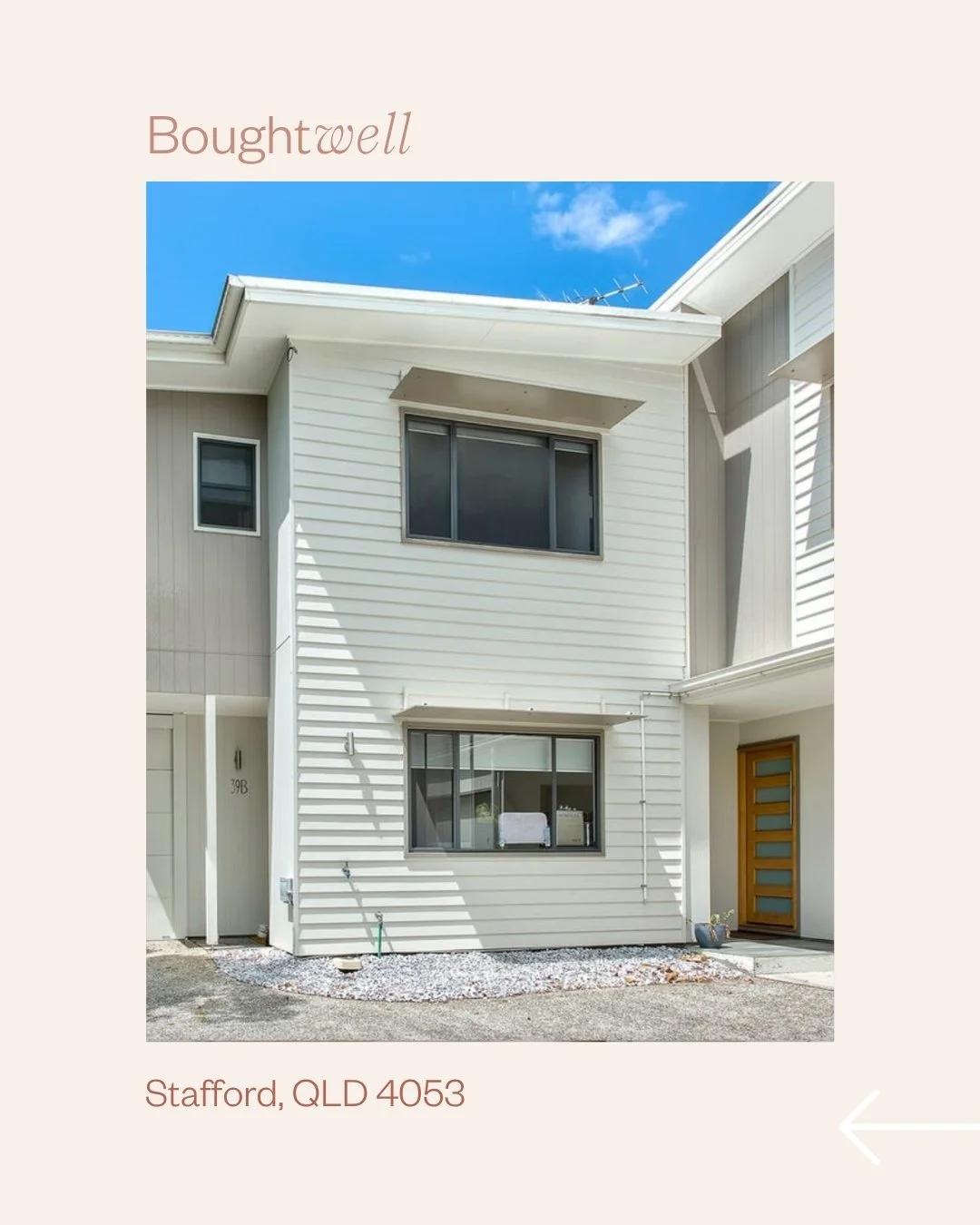 Just Bought | Stafford, QLD 4053

Client &bull; Belle &amp; Jack came with a clear brief. Non-apartment living, strong CBD connectivity, and a home that worked as both a lifestyle purchase and a long-term asset.

Purchase &bull; A brand new freehold 