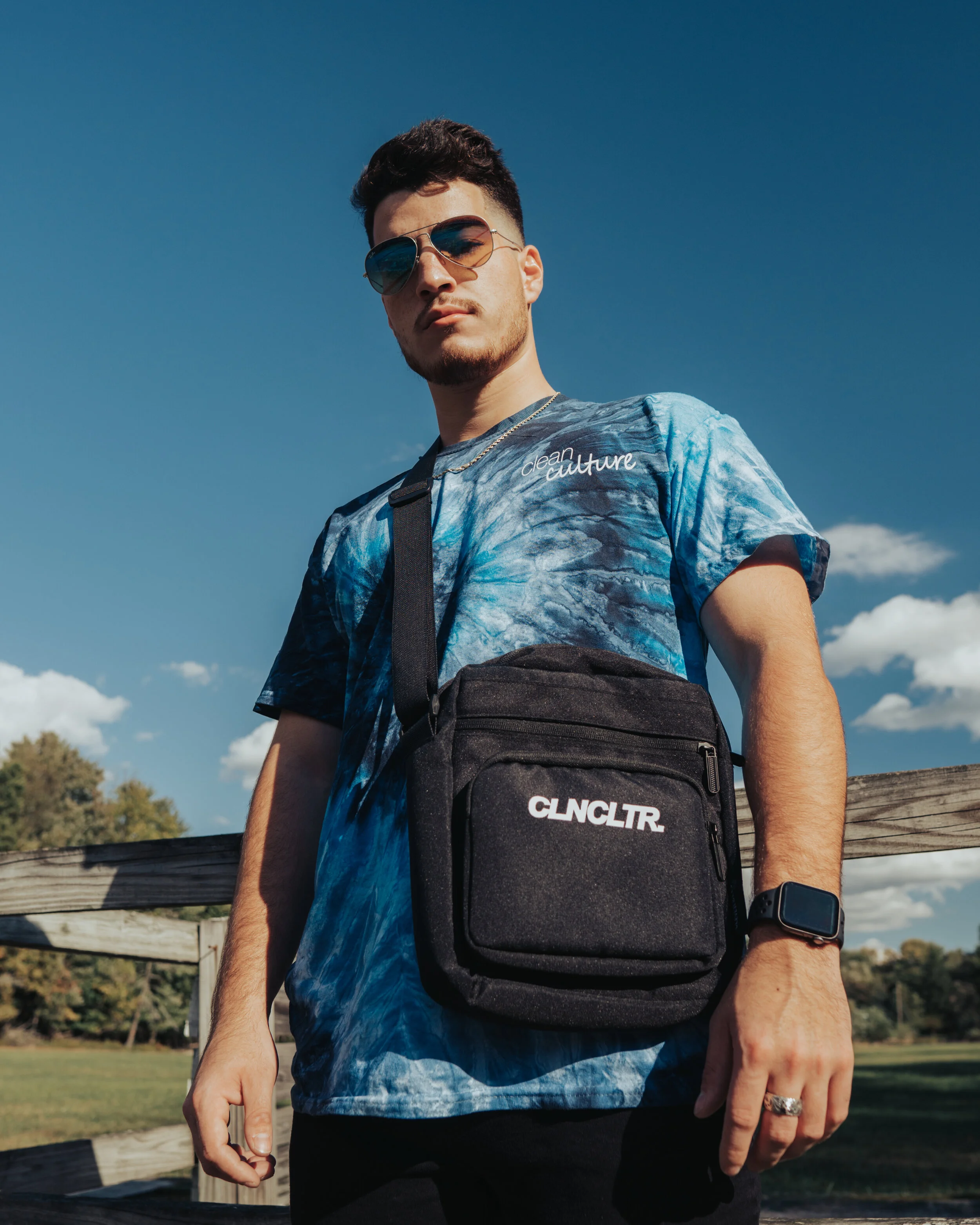 clean culture merch shoot with their tye die shirt drop