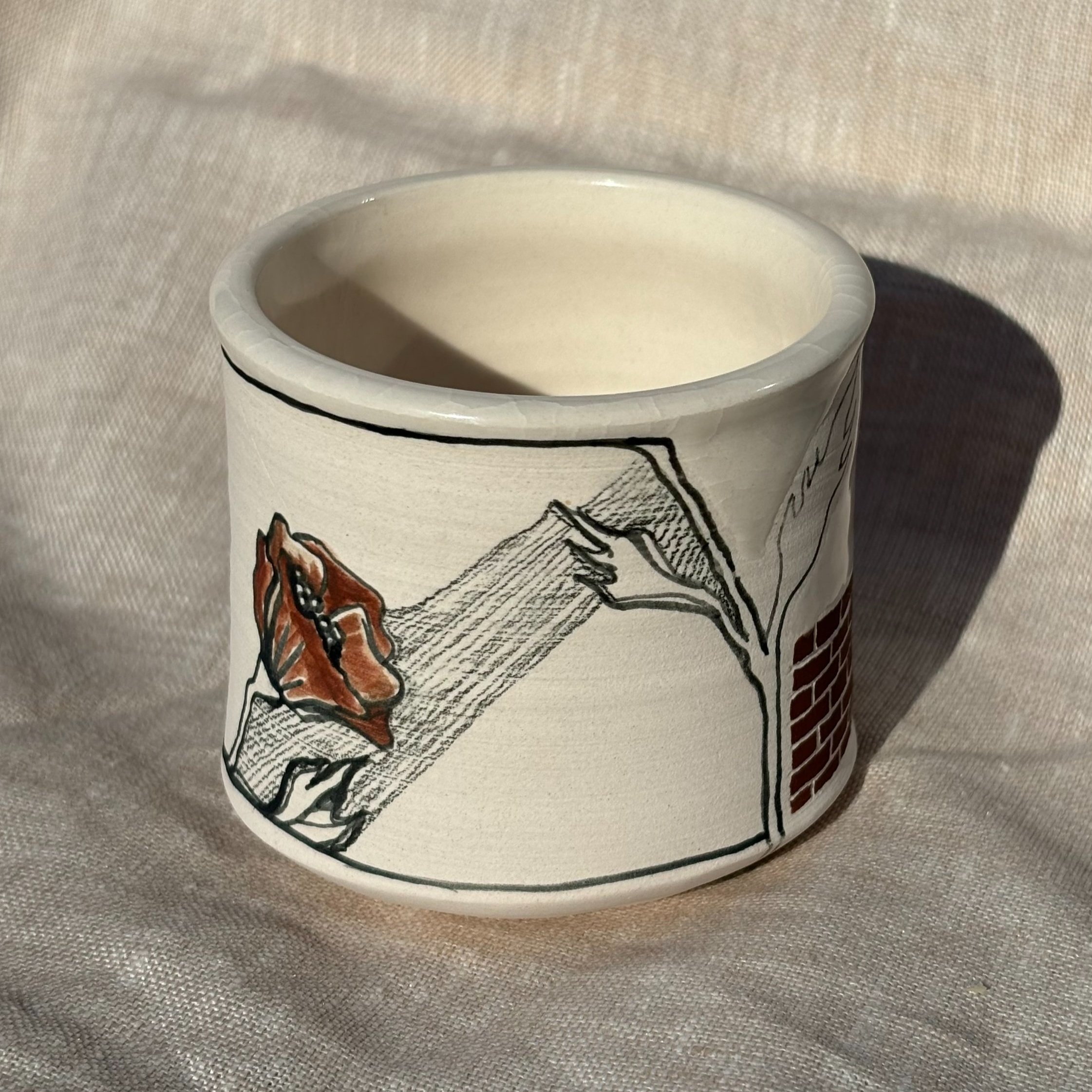 Bricks and Poppies Cup No Handle