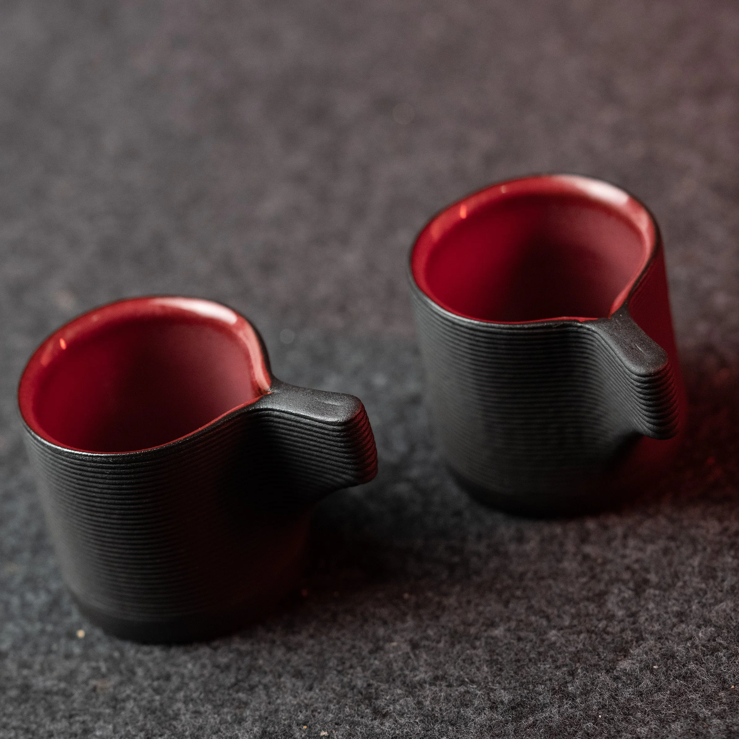 C0040 - Set Of Two Espresso Cups in Red Garnet