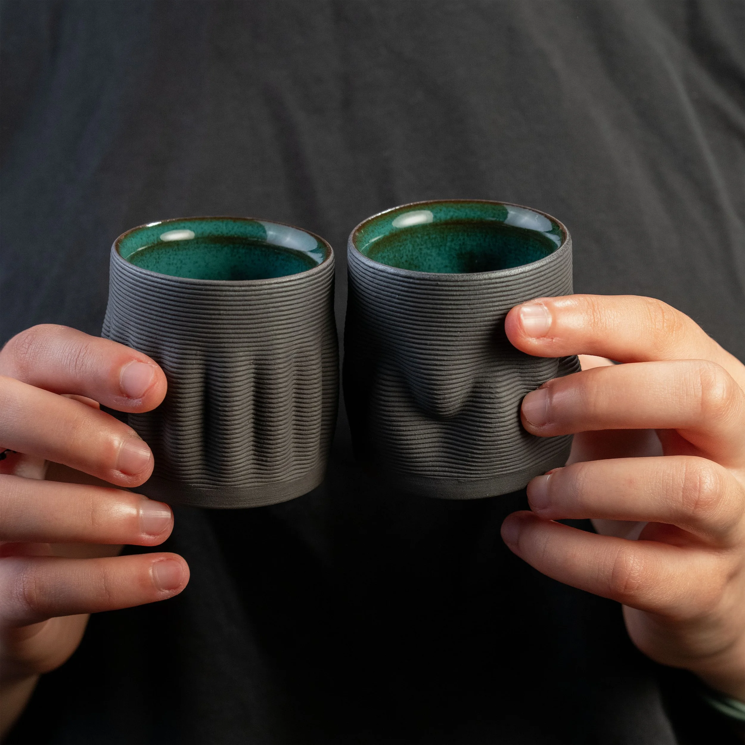 Set Of Two Coffee Cups in Forest Green 1