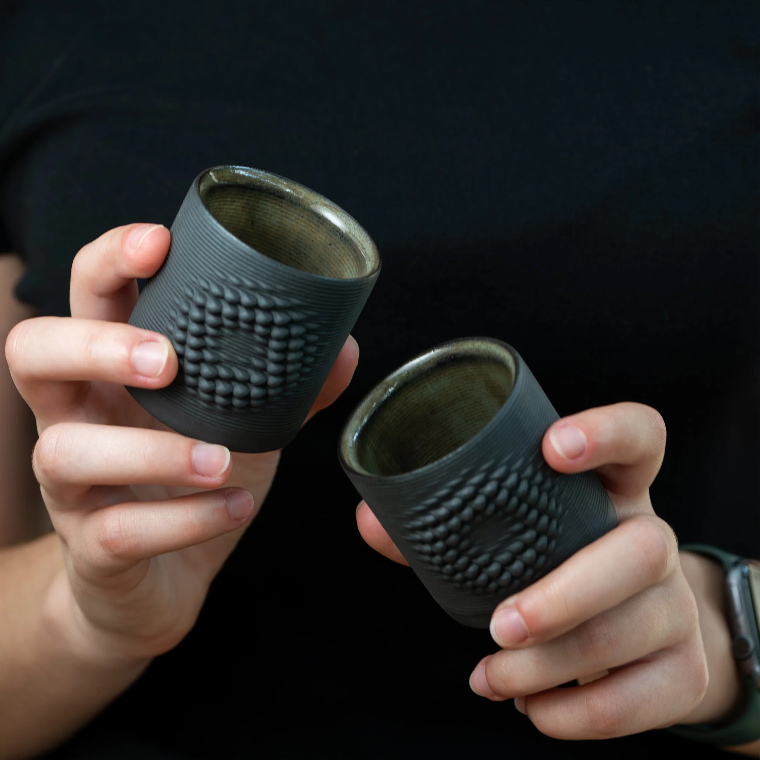 Ring Coffee Cups in Olive Ash
