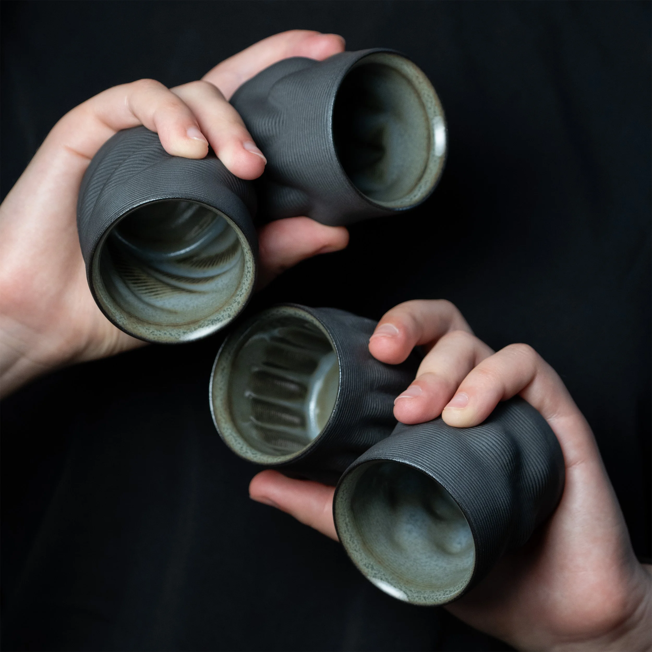 Set Of Four Coffee Cups in Olive Ash