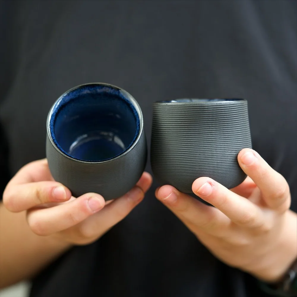 Set Of Two Contour Cortado Cups in Koke Blue