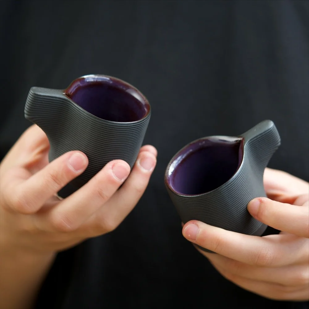 C0034 -Set Of Two Espresso Cups in Puple Iris