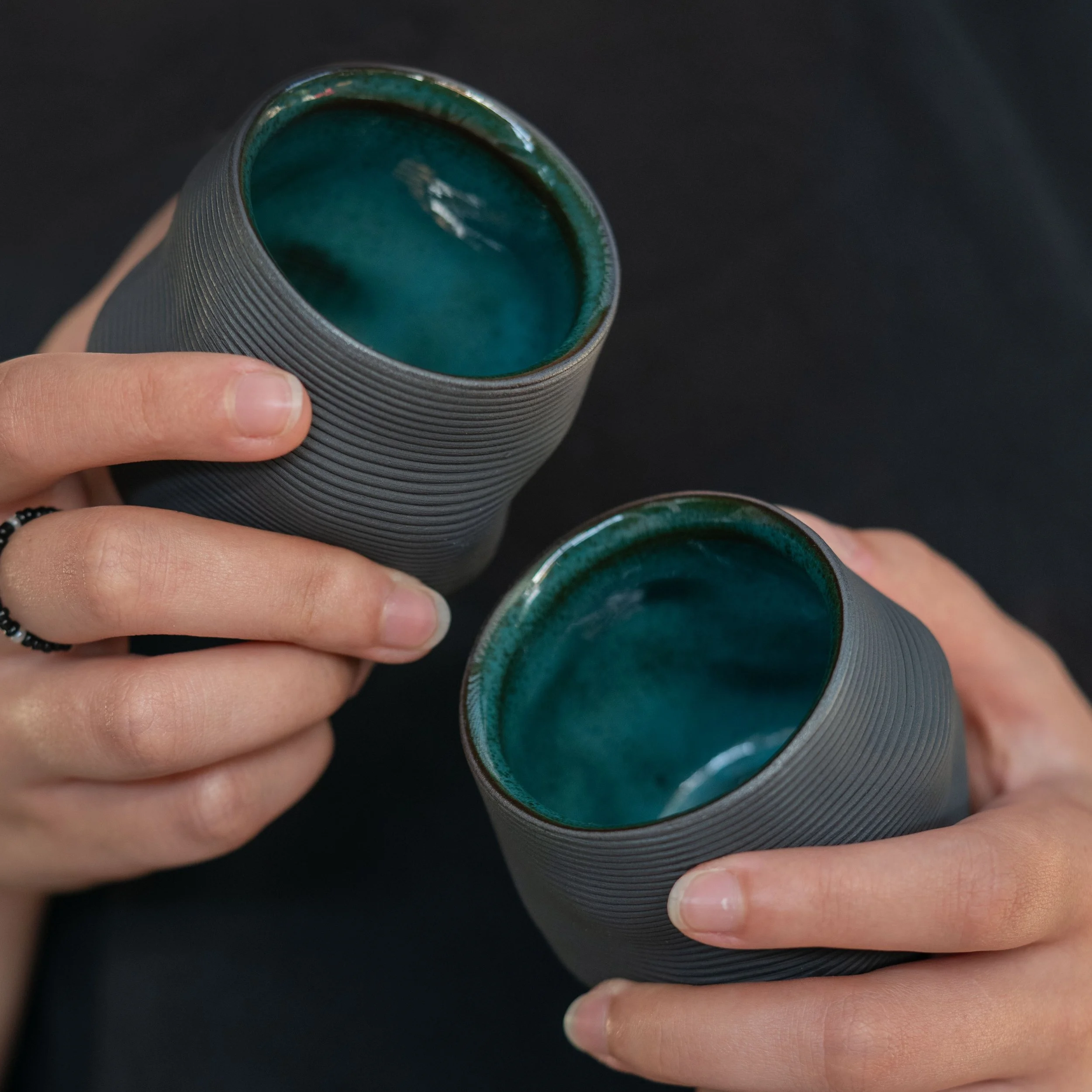 C0037 Set Of Two Organic Cortado Cups in Forest Green