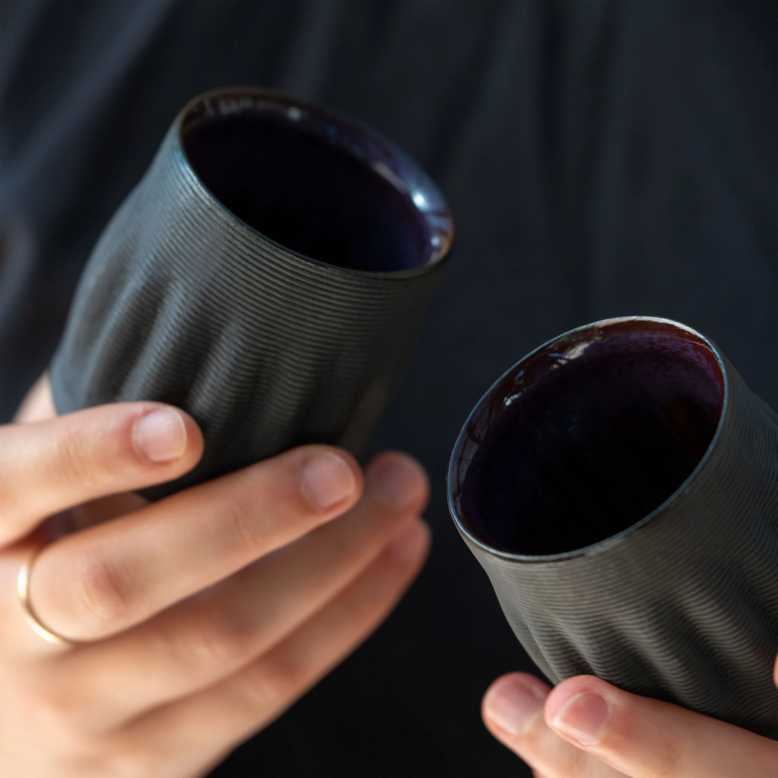 Set Of Two Coffee Cups in Purple Iris 1